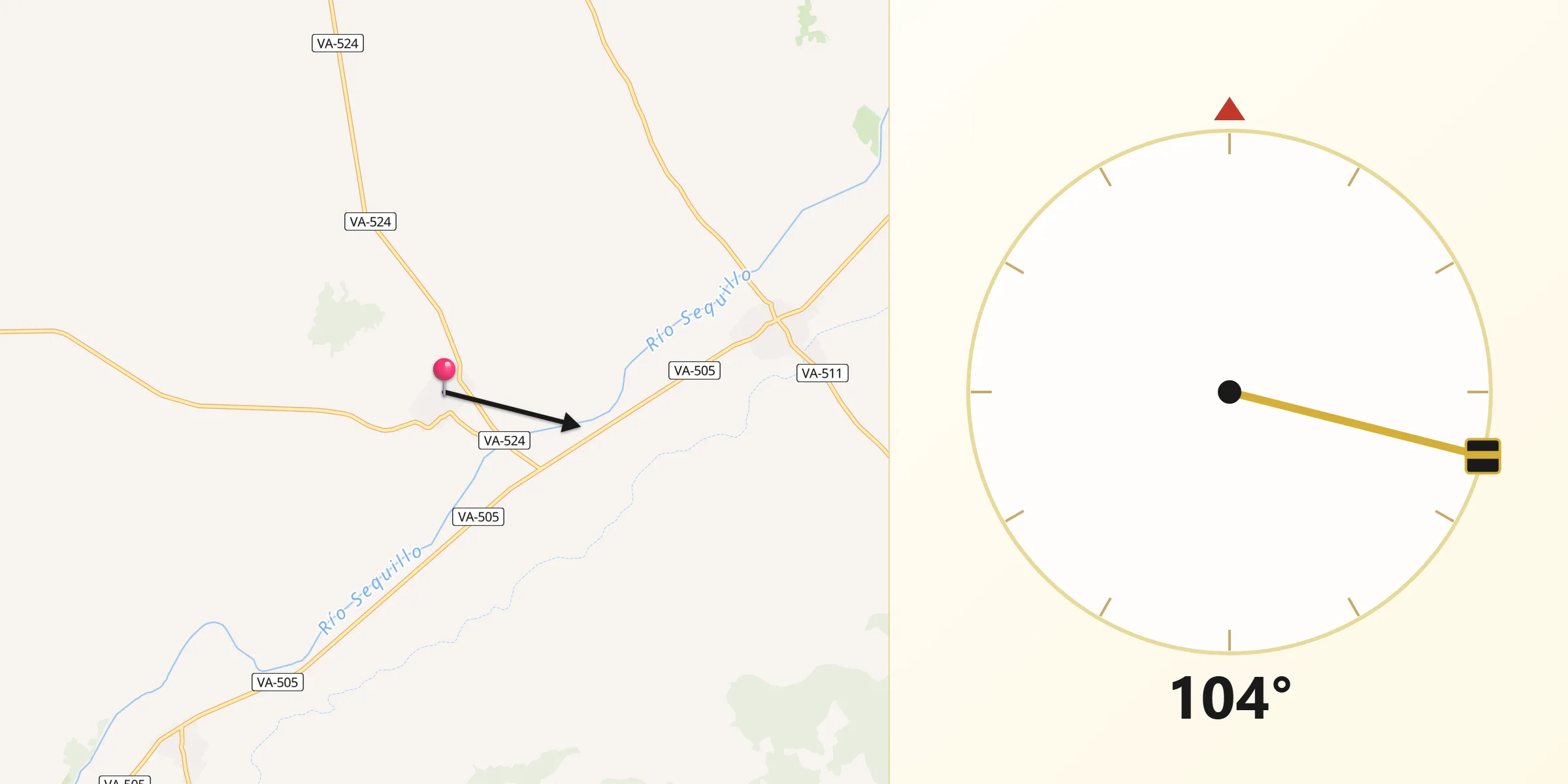 Dirección de la Qibla desde Tordehumos