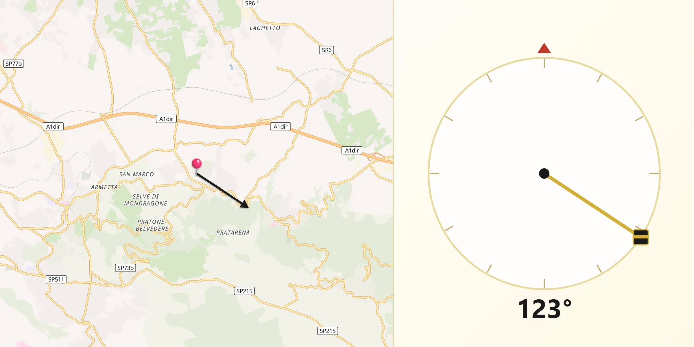 Direzione della Qibla da Monte Porzio Catone