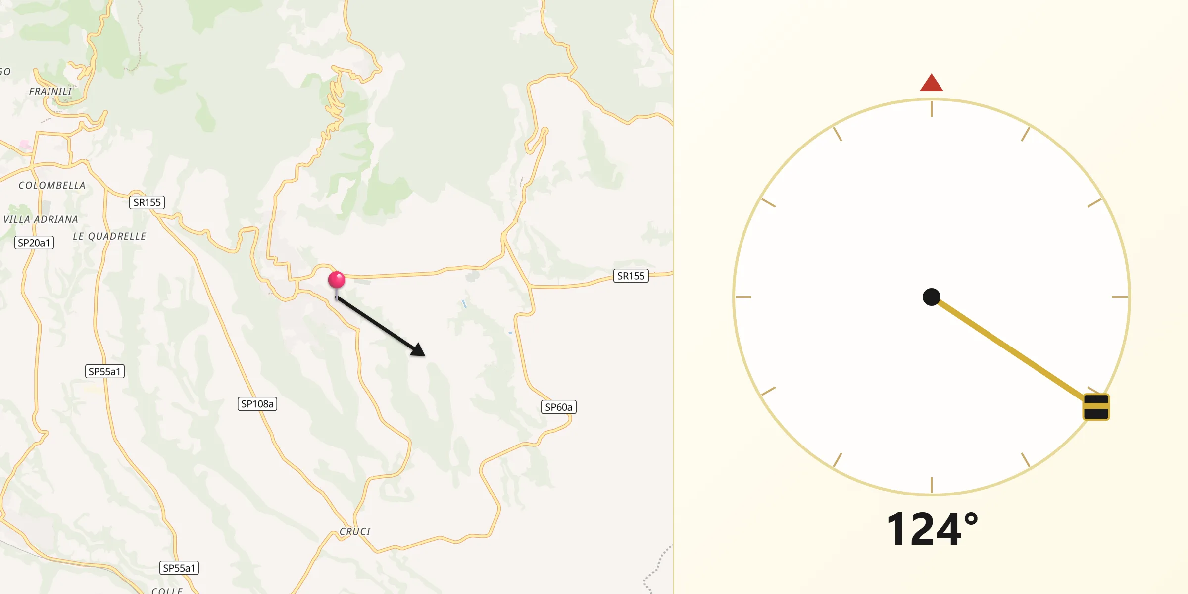 Direzione della Qibla da Cave