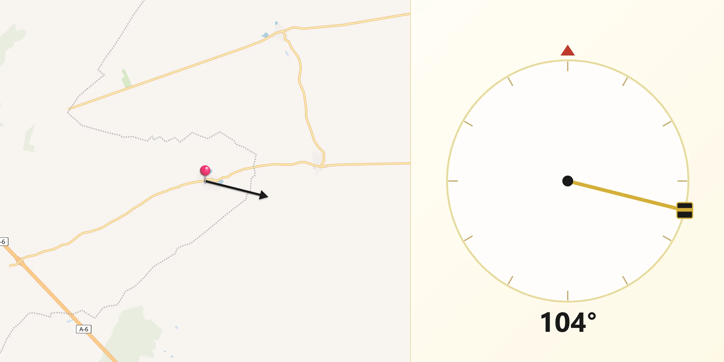 Dirección de la Qibla desde Cotanes del Monte