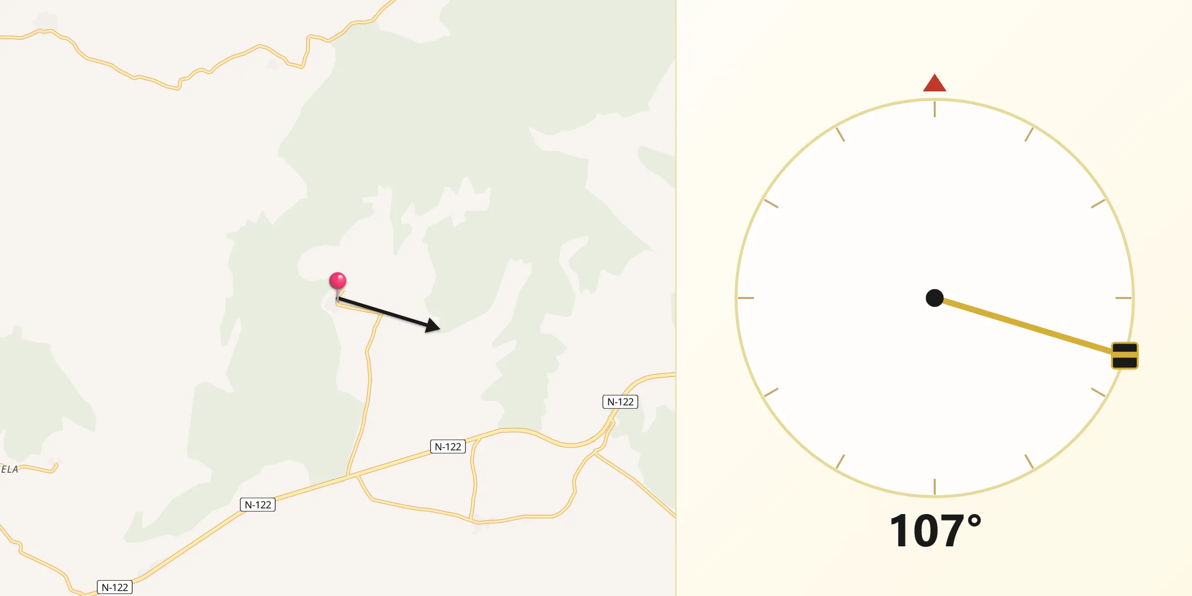 Dirección de la Qibla desde Valdegeña