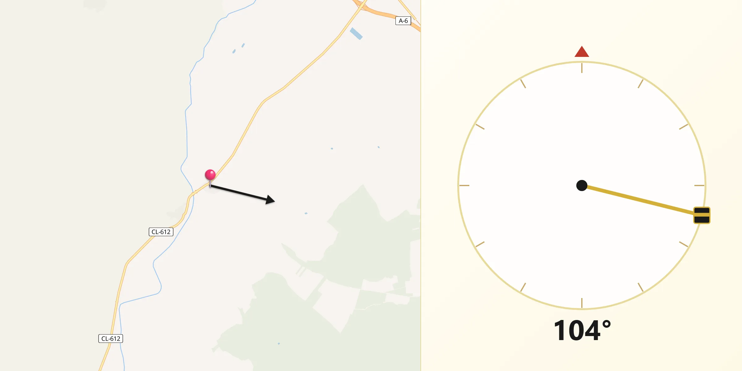 Dirección de la Qibla desde Villárdiga