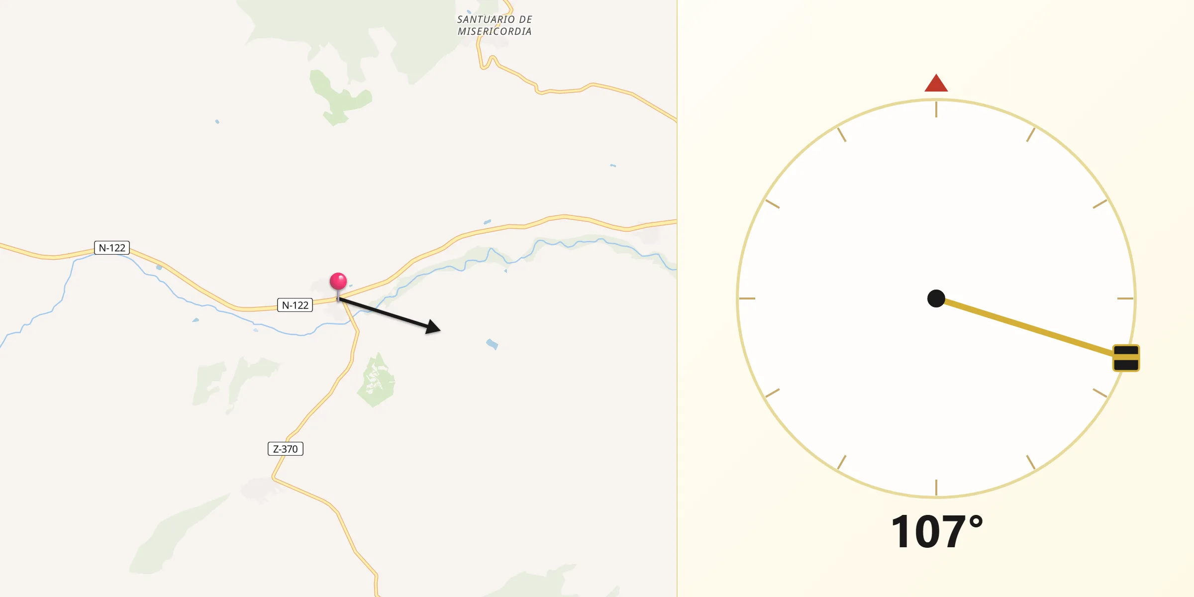 Dirección de la Qibla desde Bulbuente