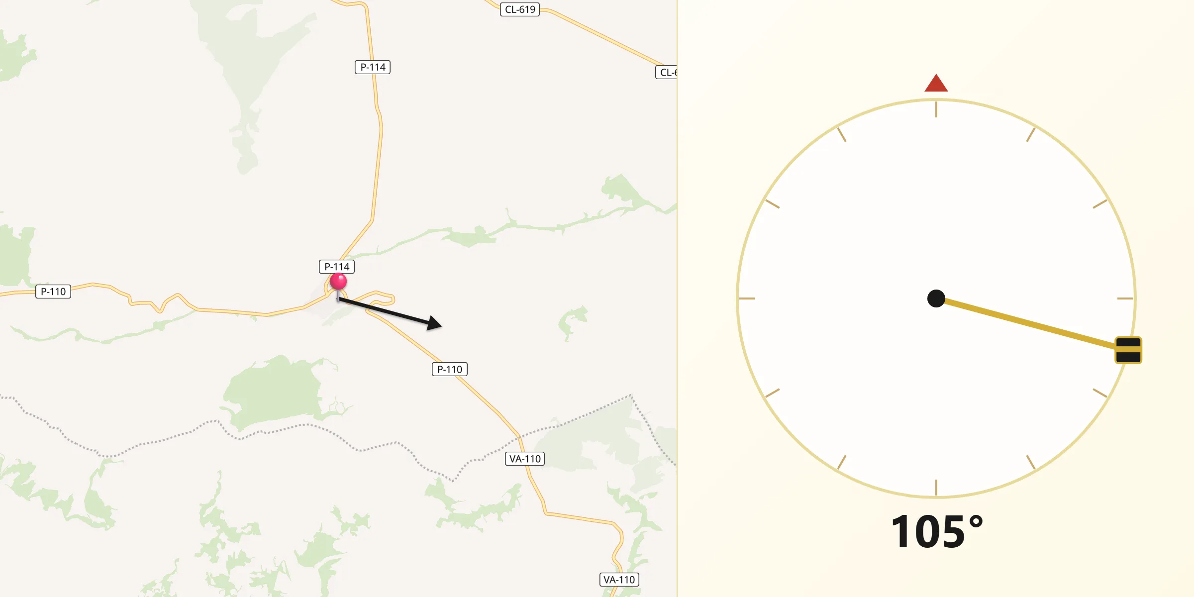 Dirección de la Qibla desde Hérmedes de Cerrato