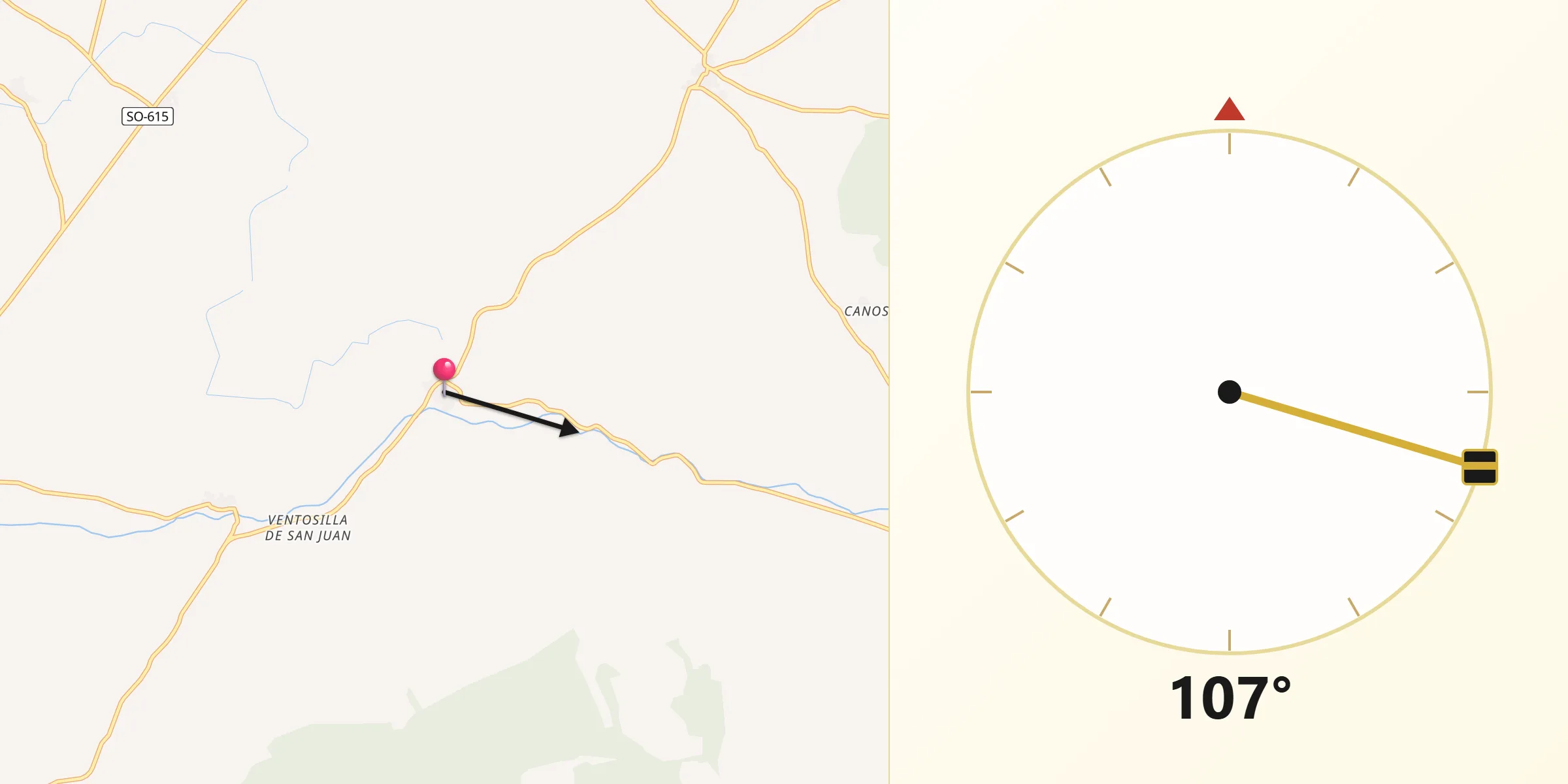 Dirección de la Qibla desde Renieblas