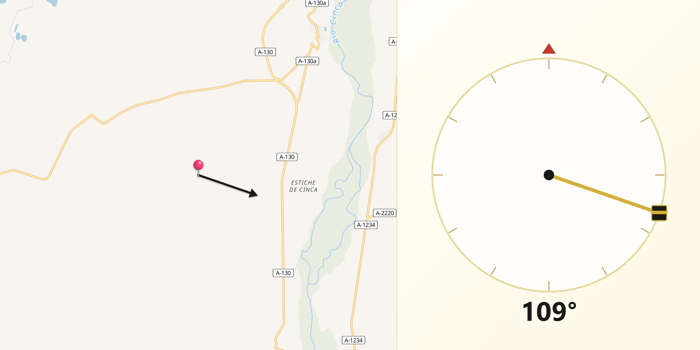 Dirección de la Qibla desde San Miguel del Cinca