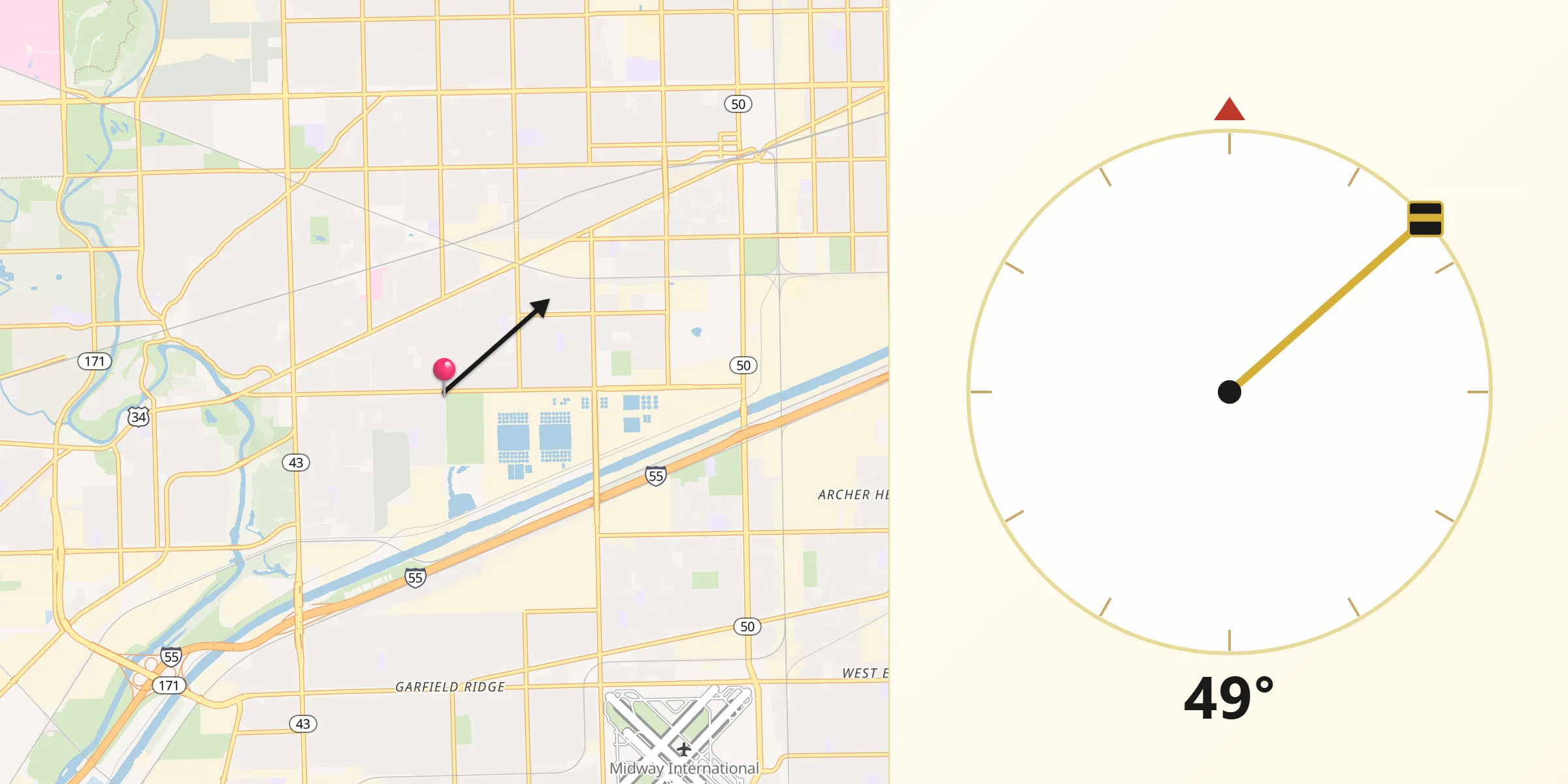 Qibla Direction from Stickney