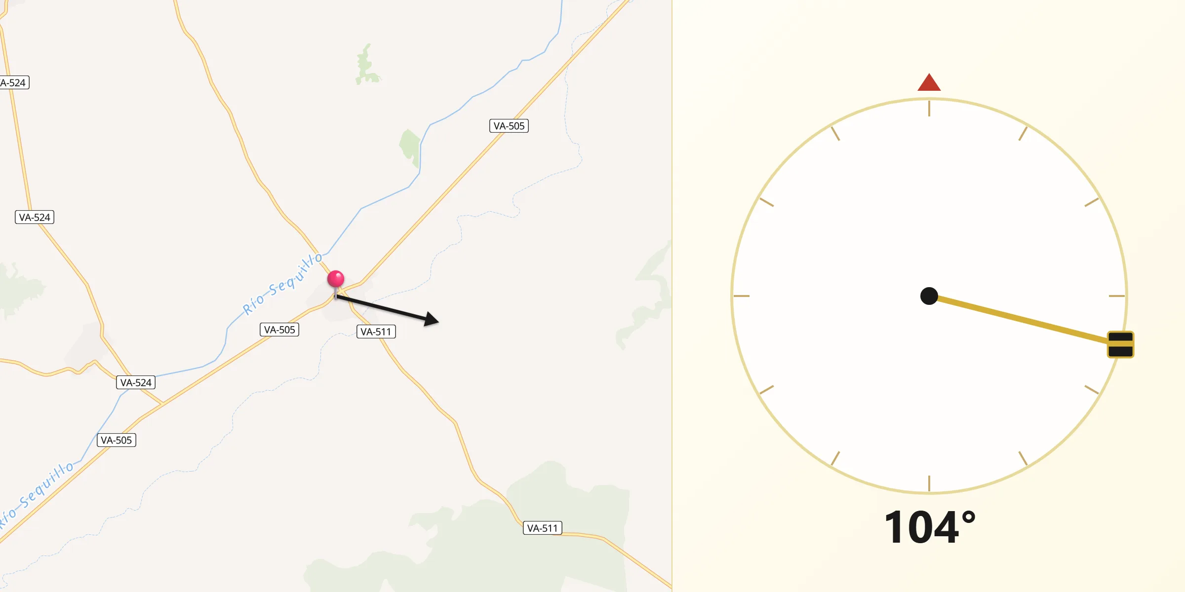 Dirección de la Qibla desde Villabrágima