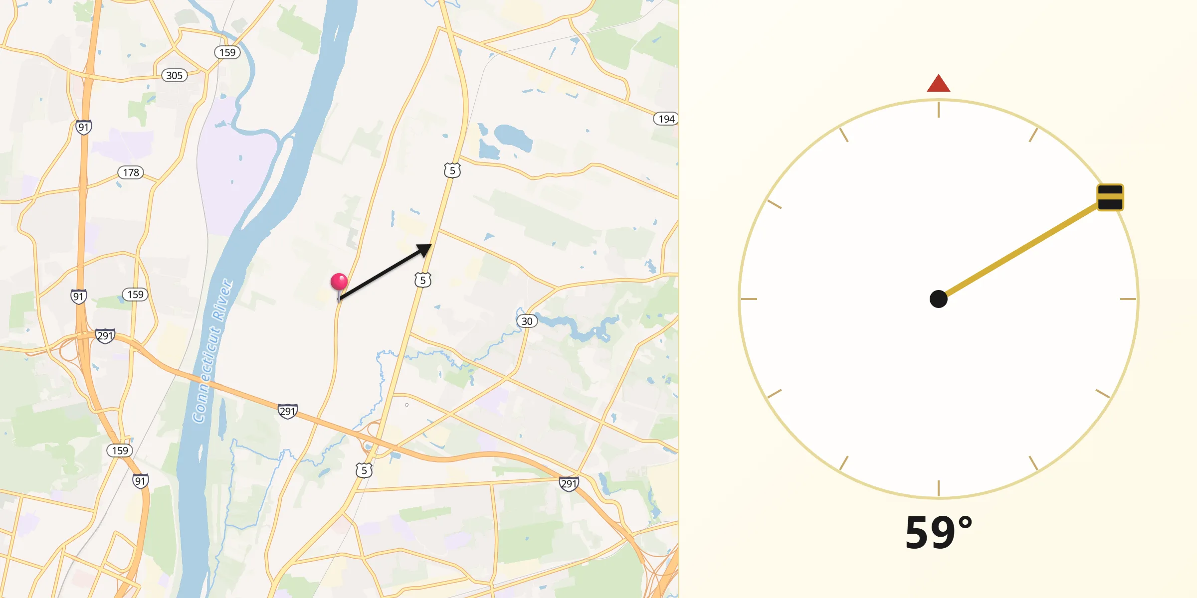 Qibla Direction from South Windsor