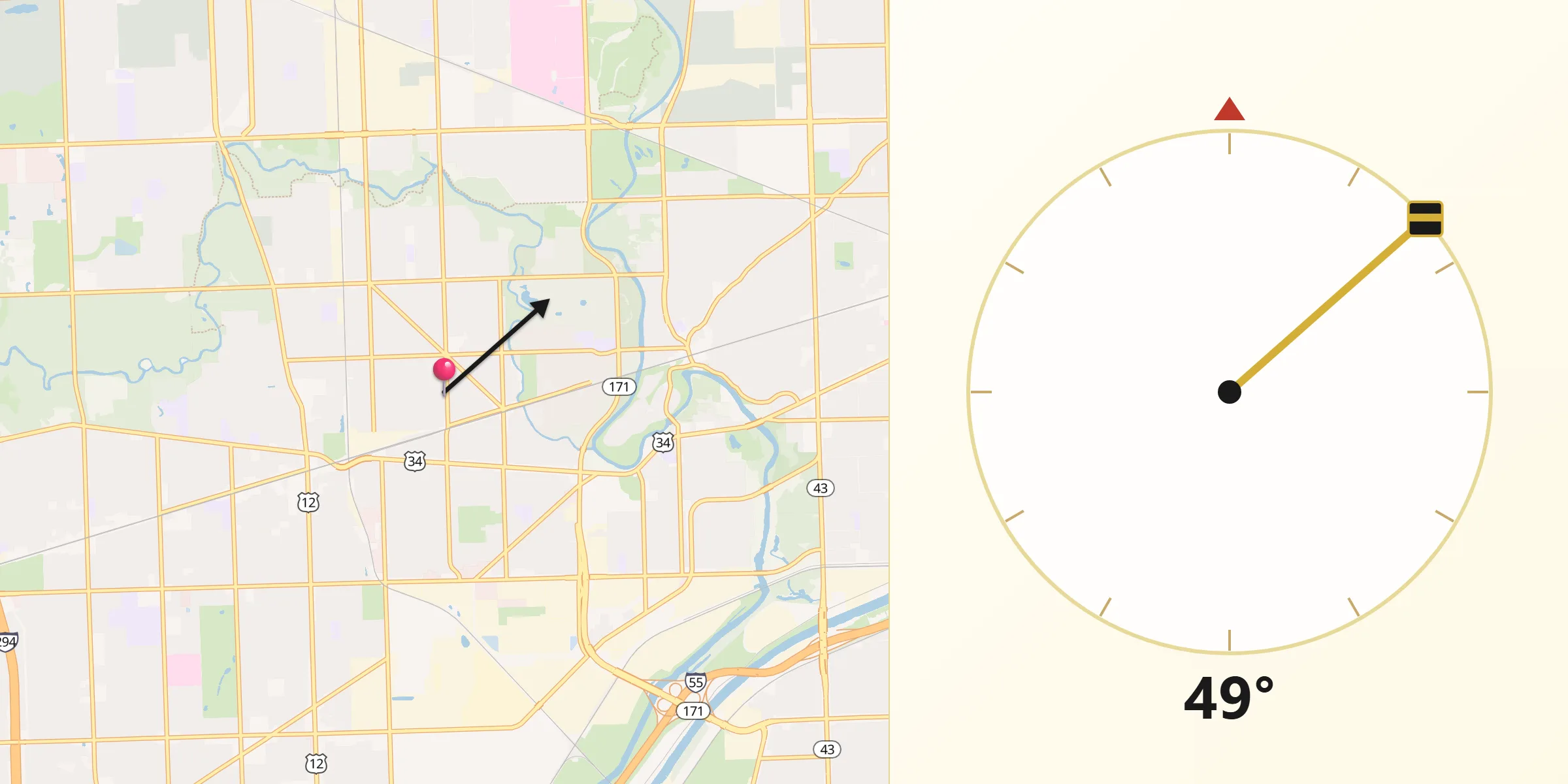 Qibla Direction from Brookfield