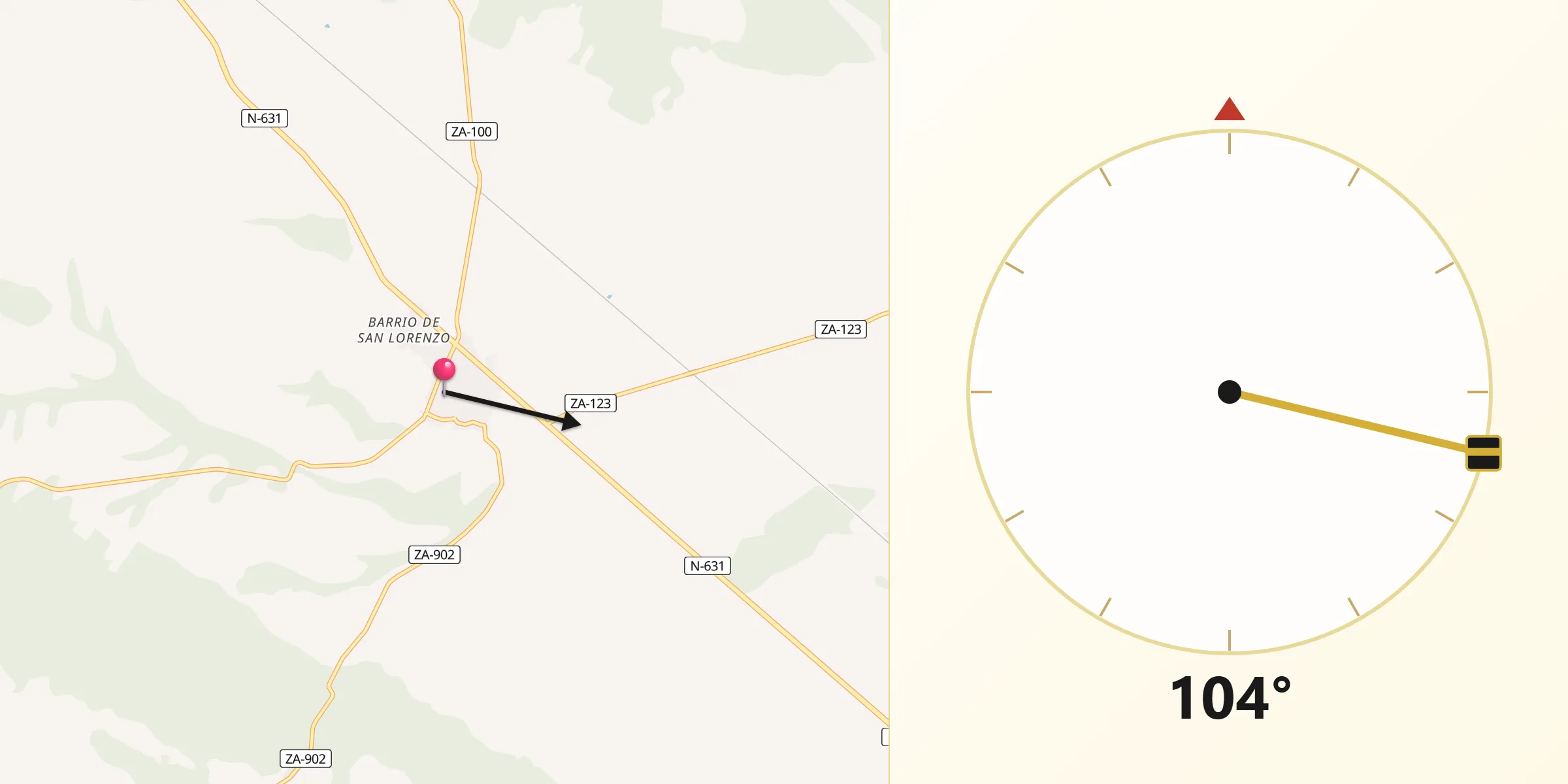 Dirección de la Qibla desde Tábara
