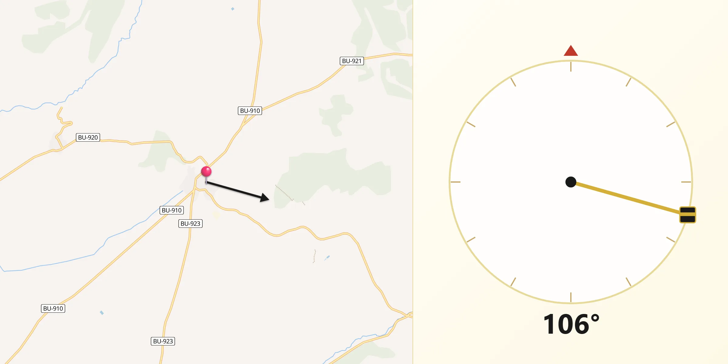 Dirección de la Qibla desde Caleruega