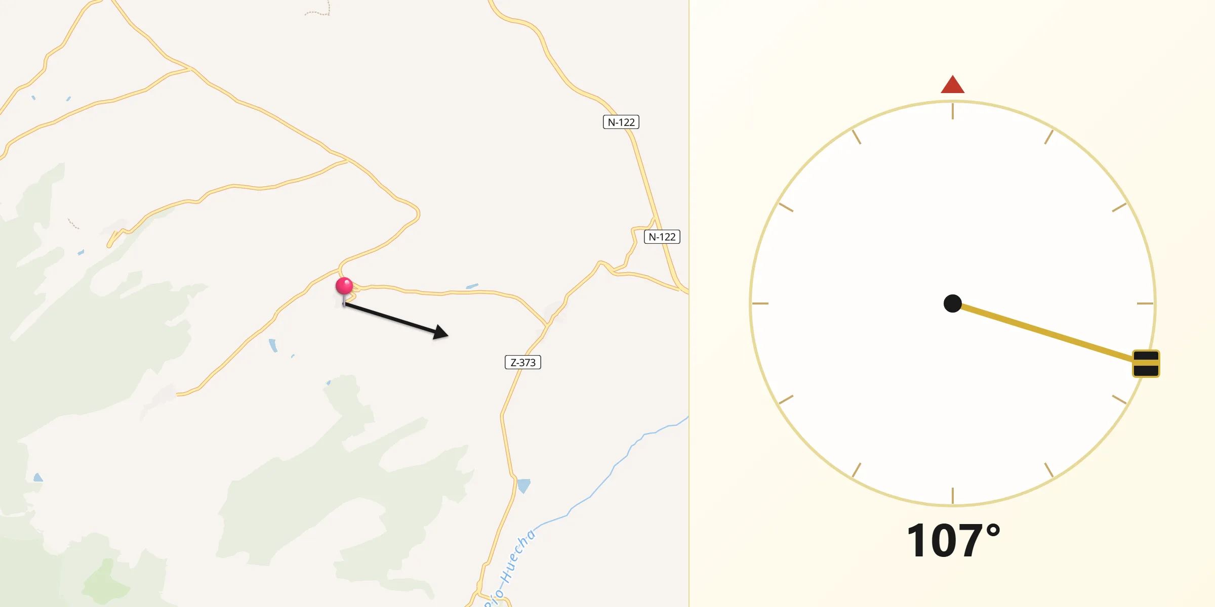 Dirección de la Qibla desde Trasmoz
