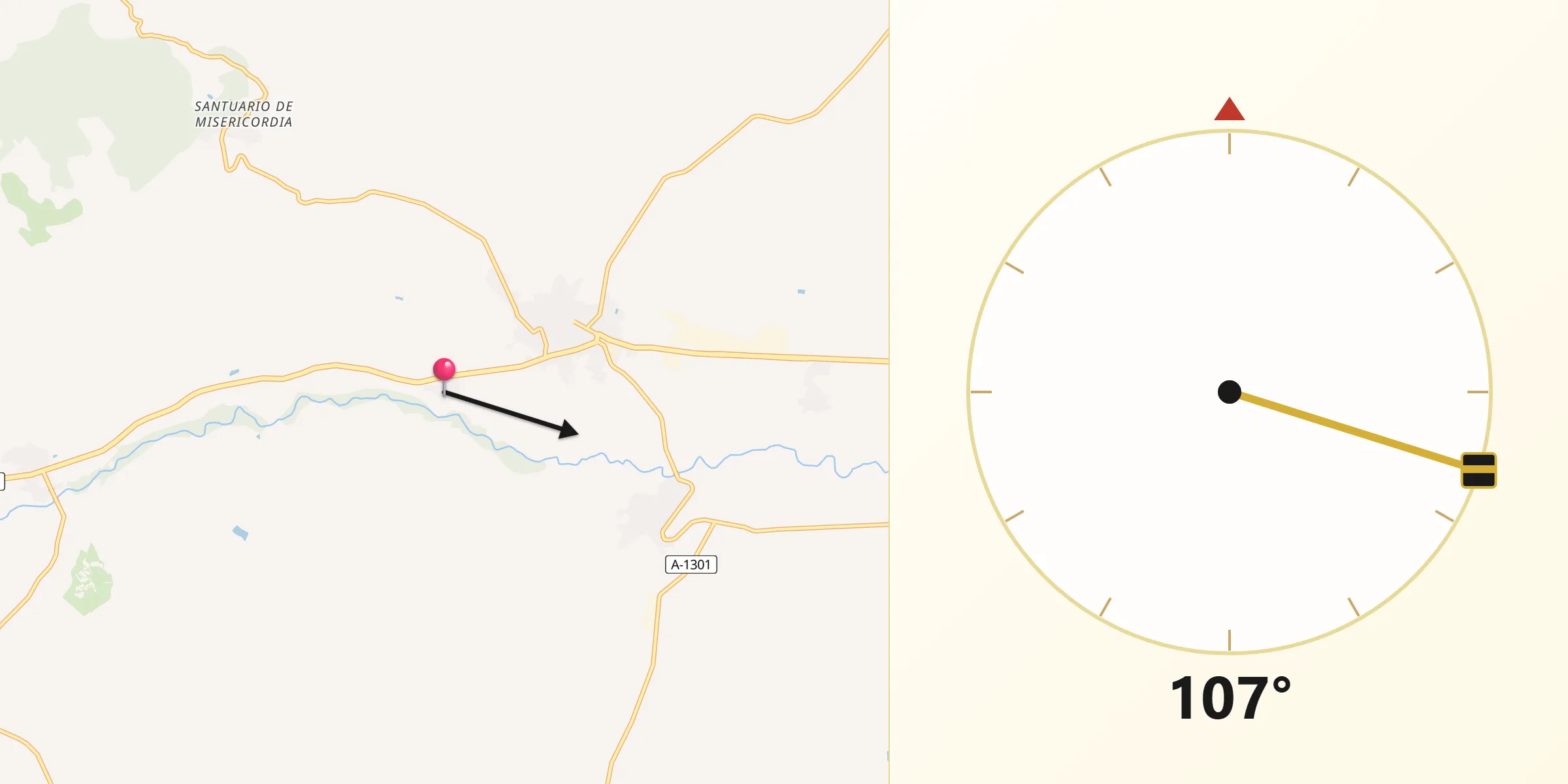 Dirección de la Qibla desde Maleján