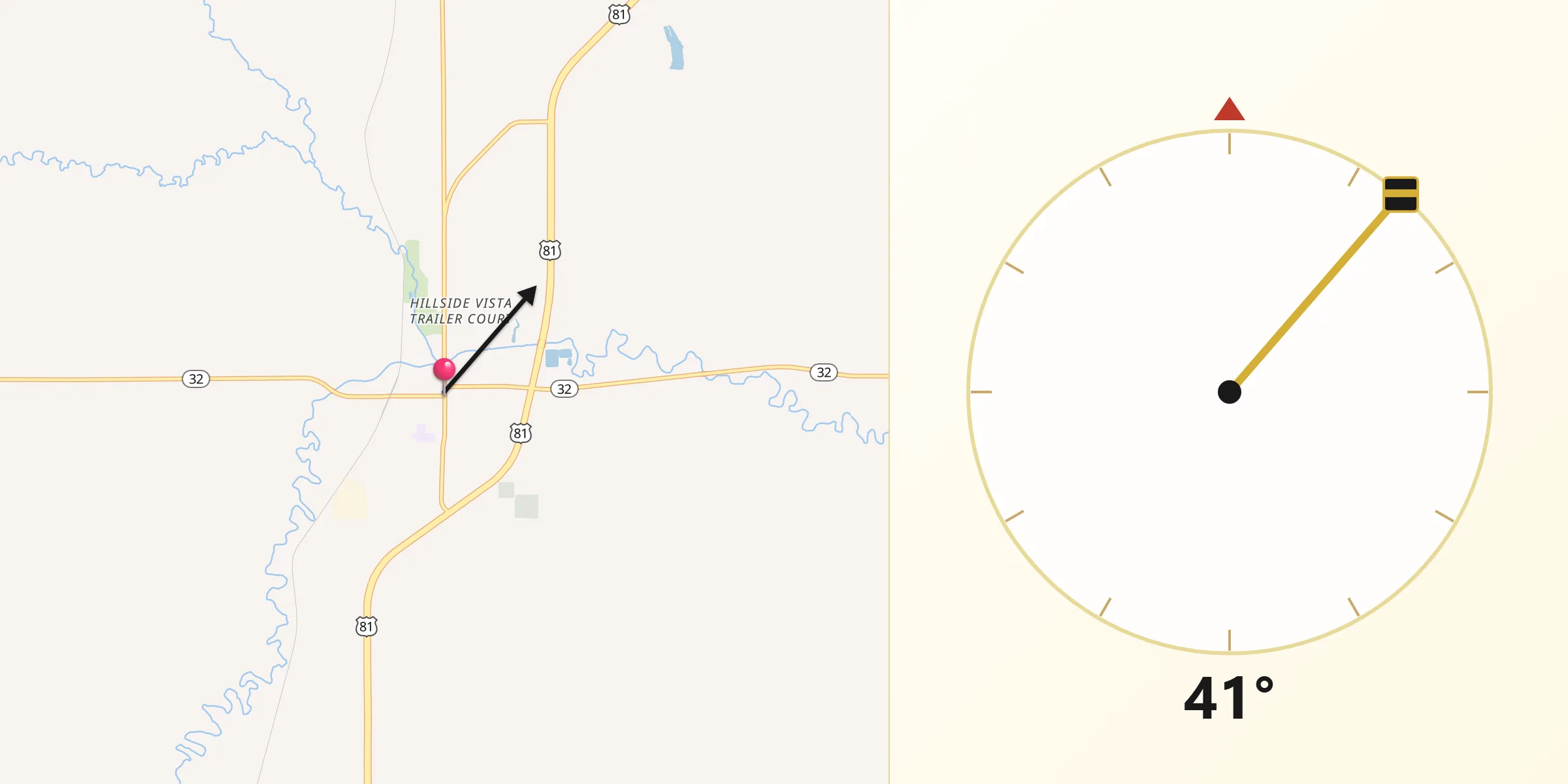 Direzione della Qibla da Madison