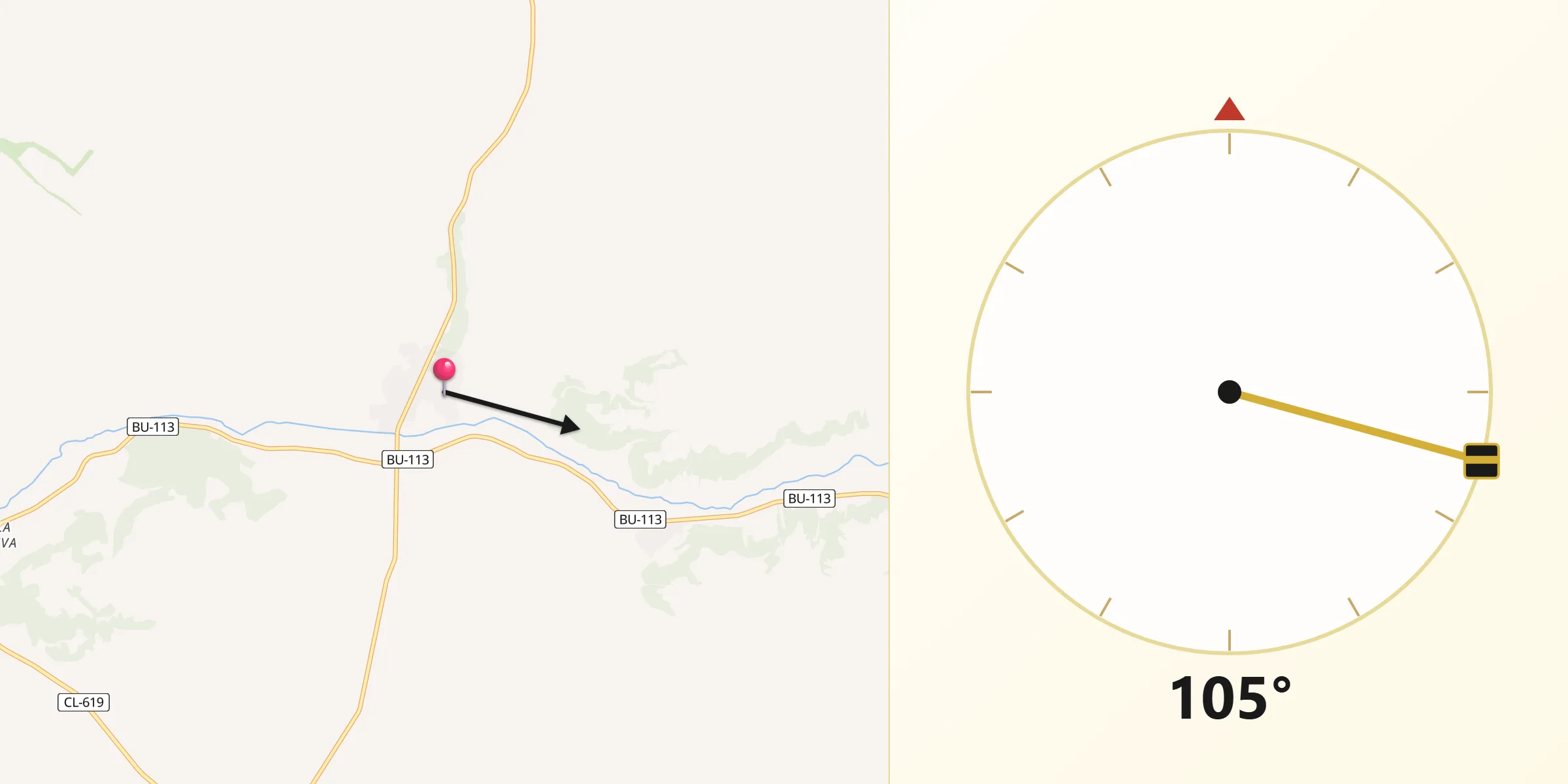 Dirección de la Qibla desde Torresandino