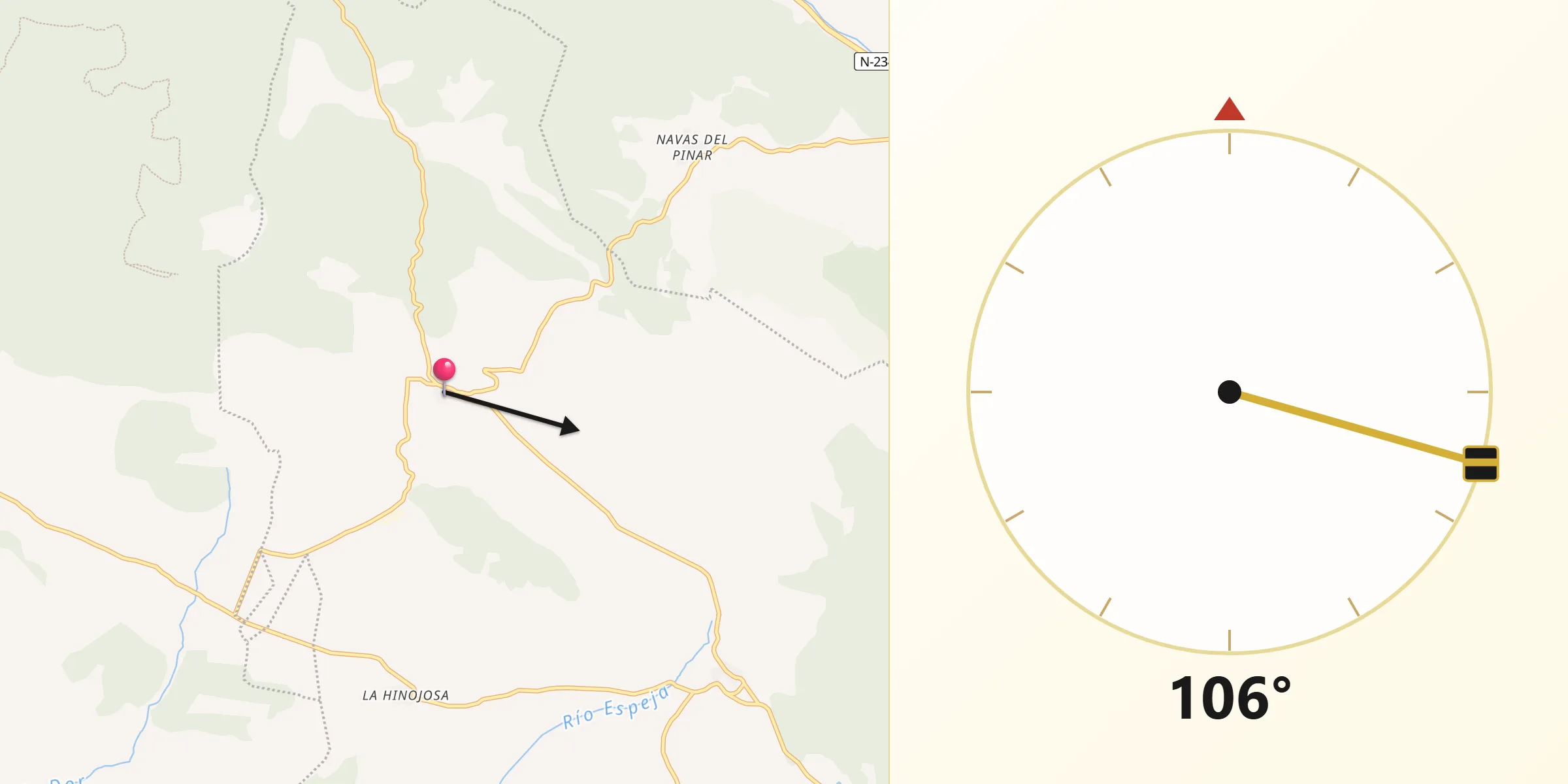 Dirección de la Qibla desde Espejón