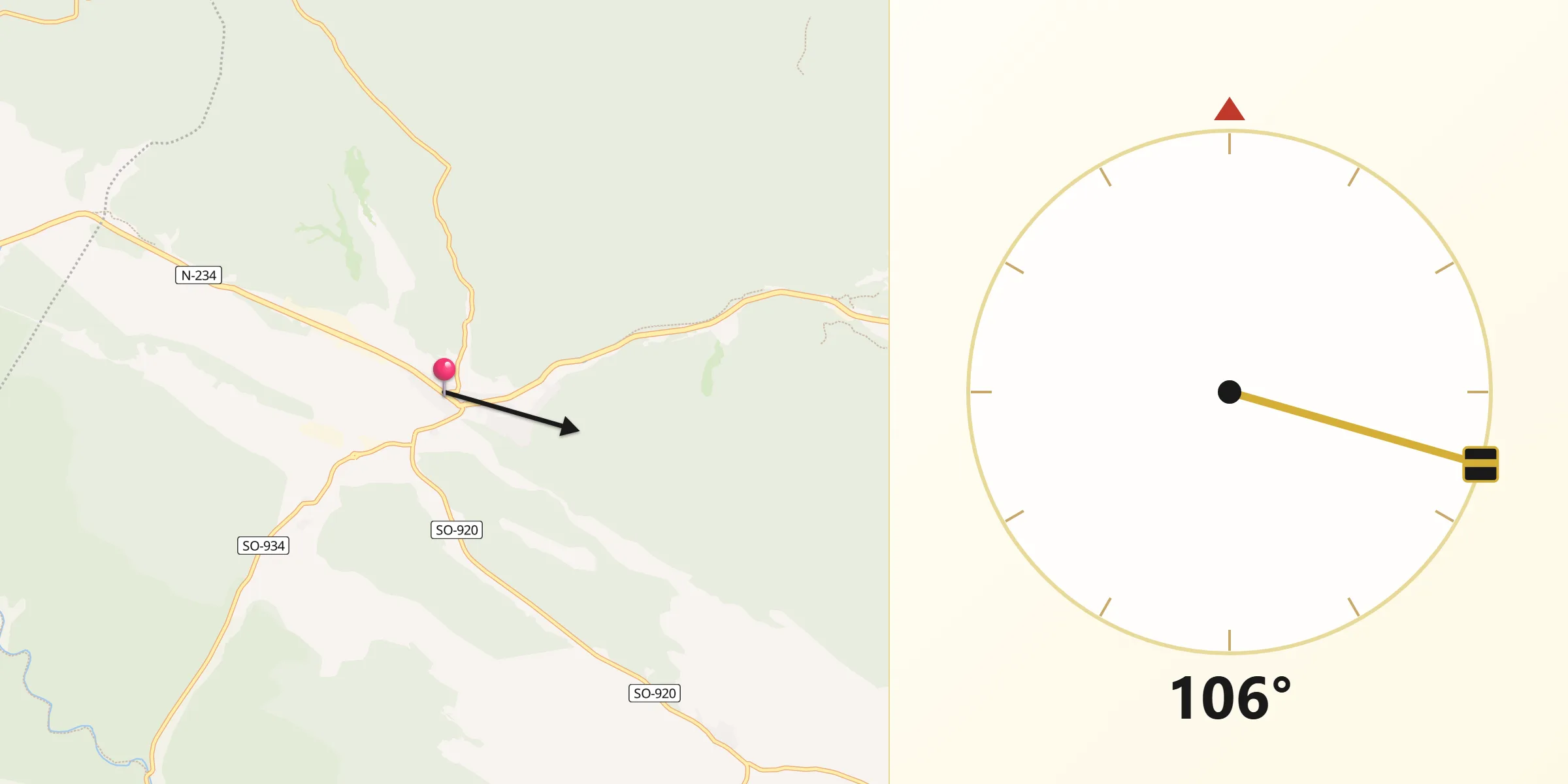 Dirección de la Qibla desde San Leonardo de Yagüe