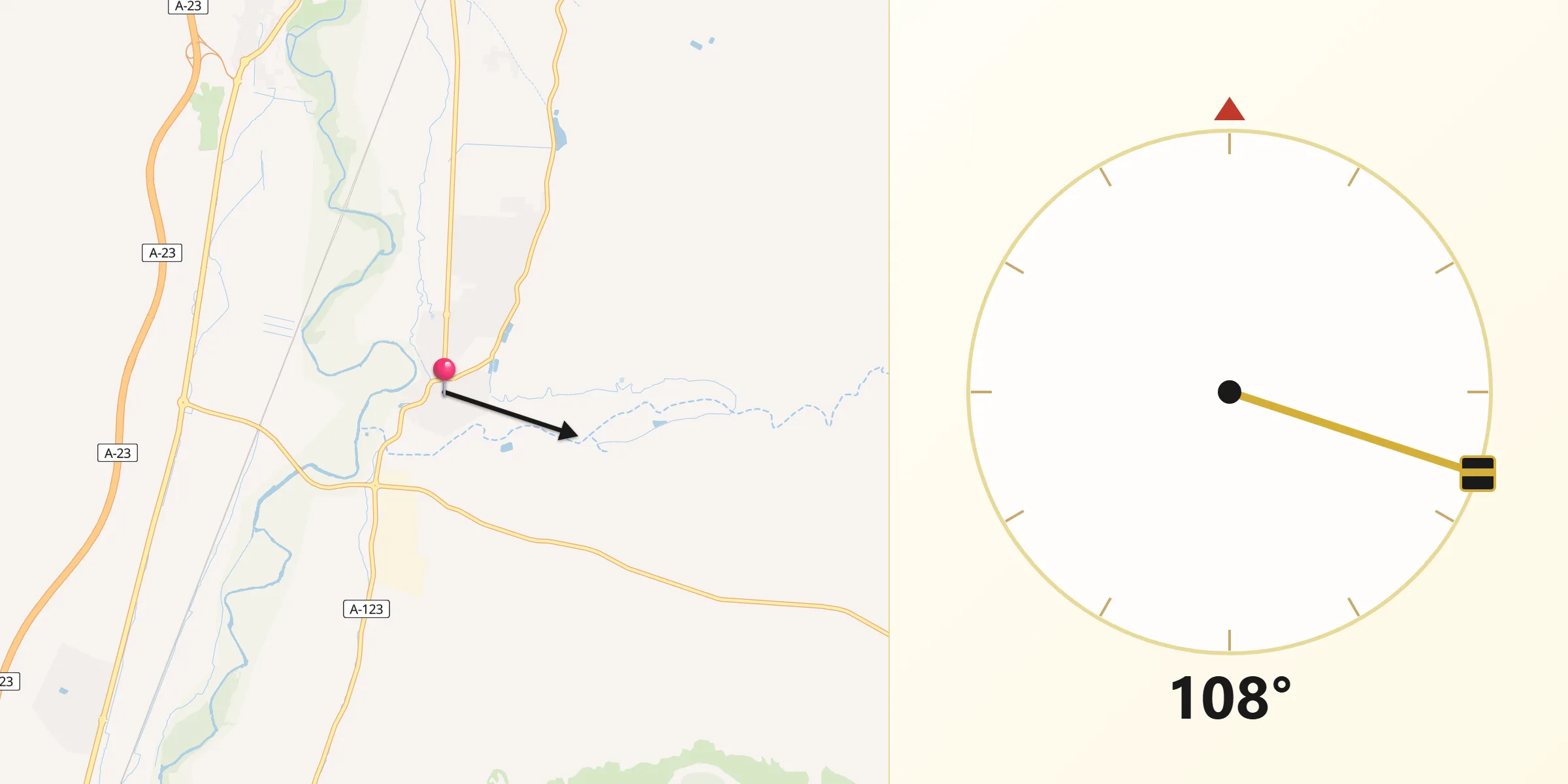 Dirección de la Qibla desde San Mateo de Gállego