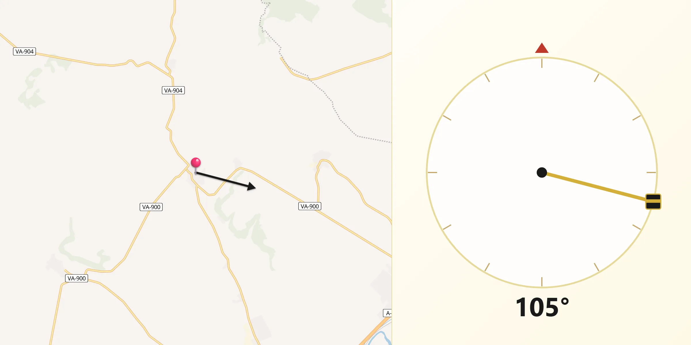 Dirección de la Qibla desde Trigueros del Valle
