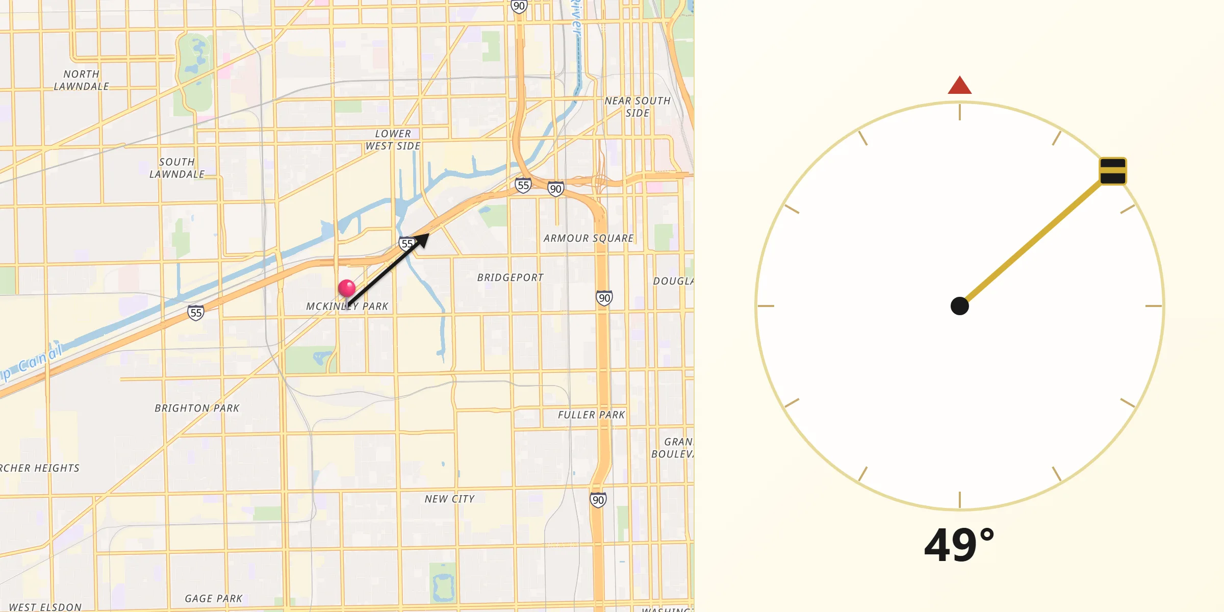 Qibla Direction from McKinley Park