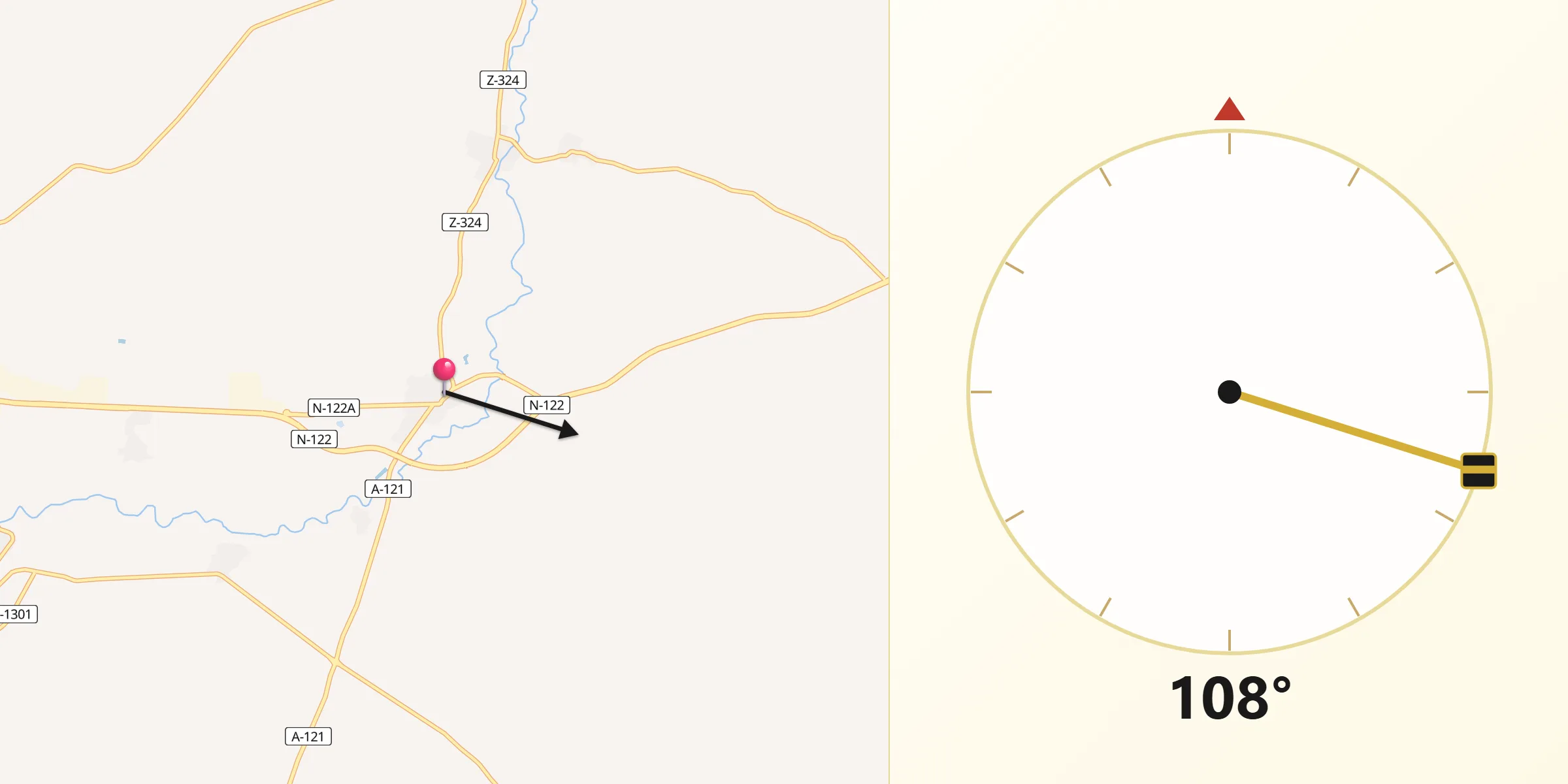 Dirección de la Qibla desde Magallón