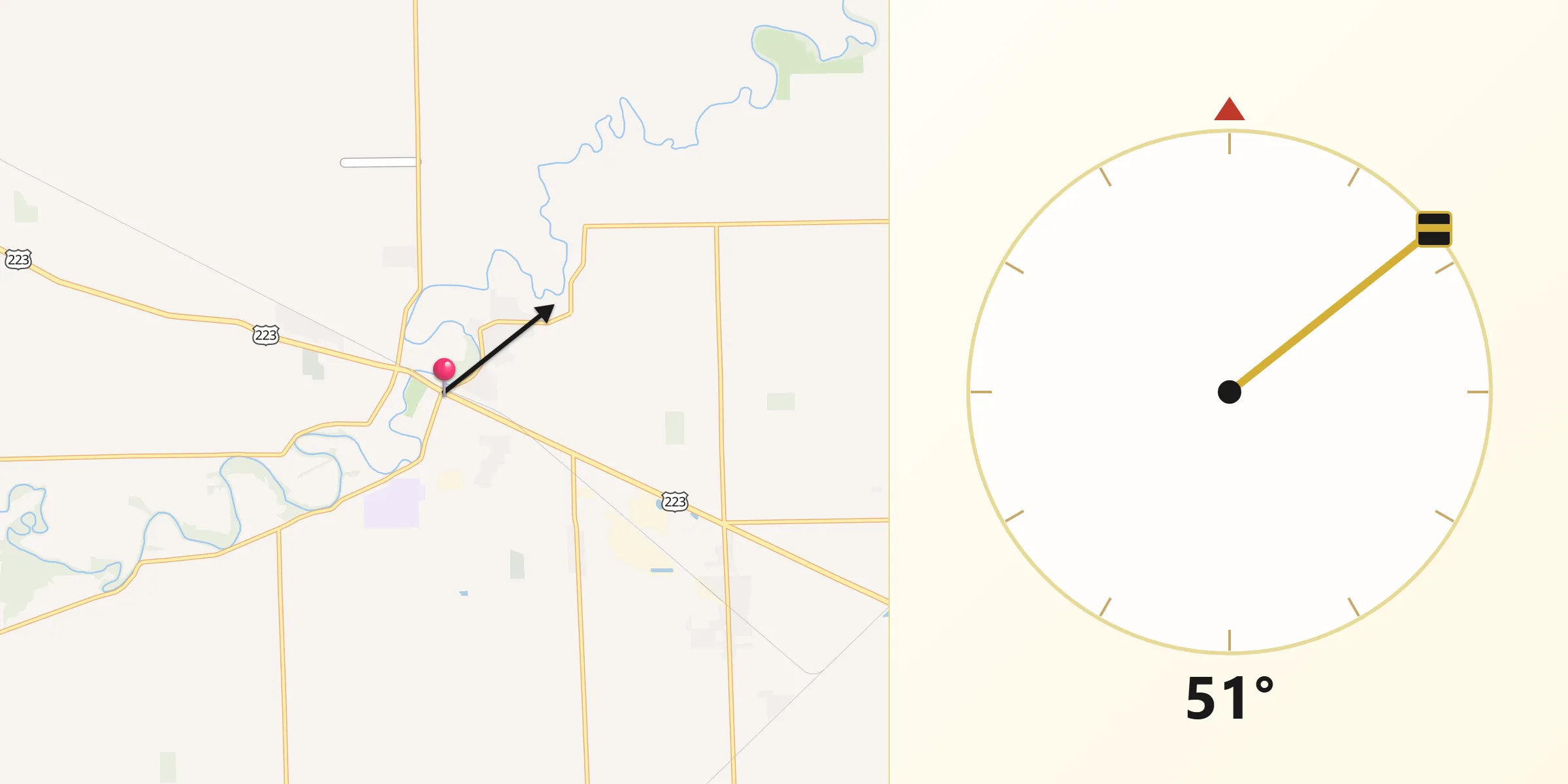 Qibla Direction from Blissfield