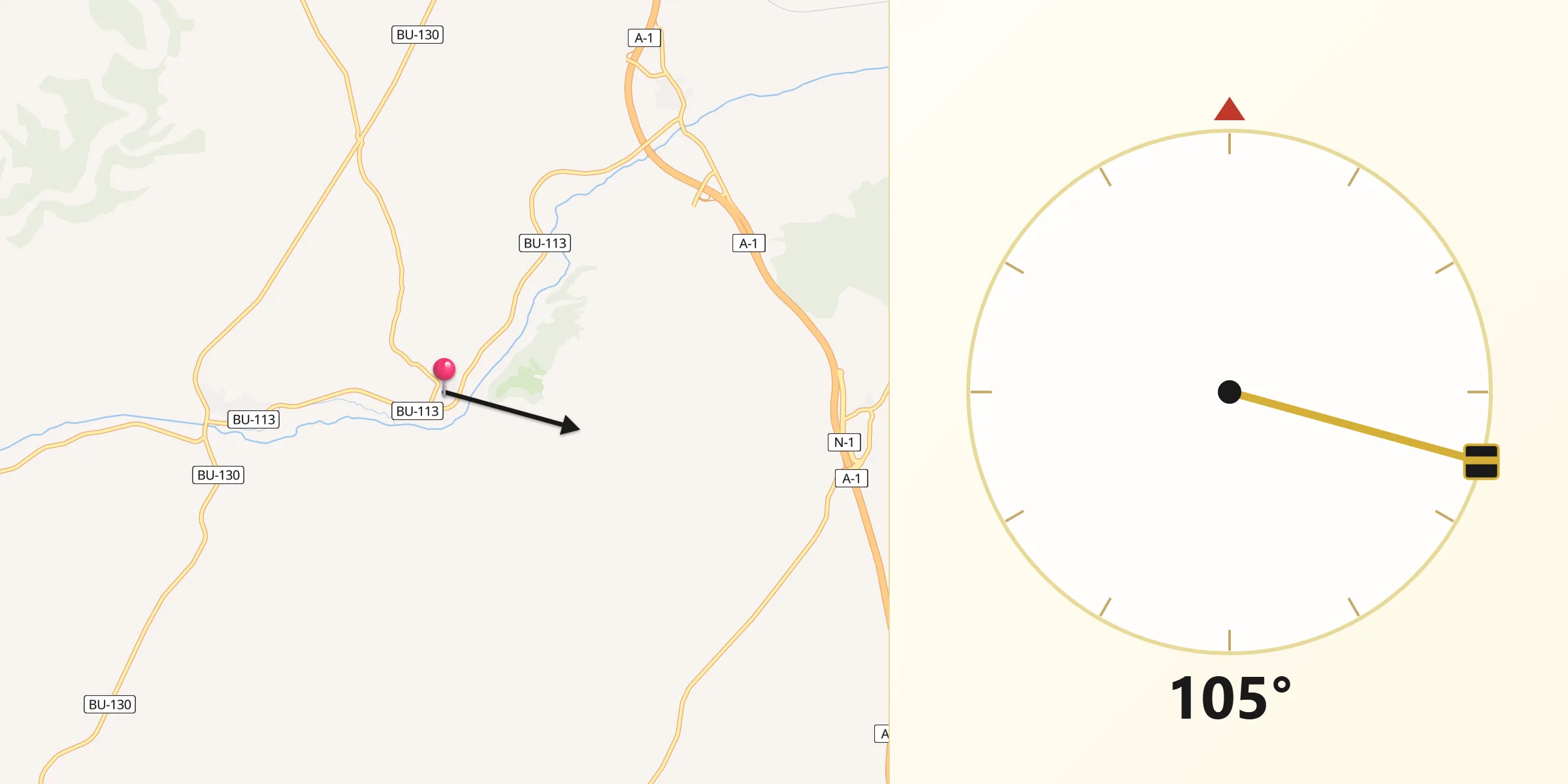 Dirección de la Qibla desde Santibáñez de Esgueva
