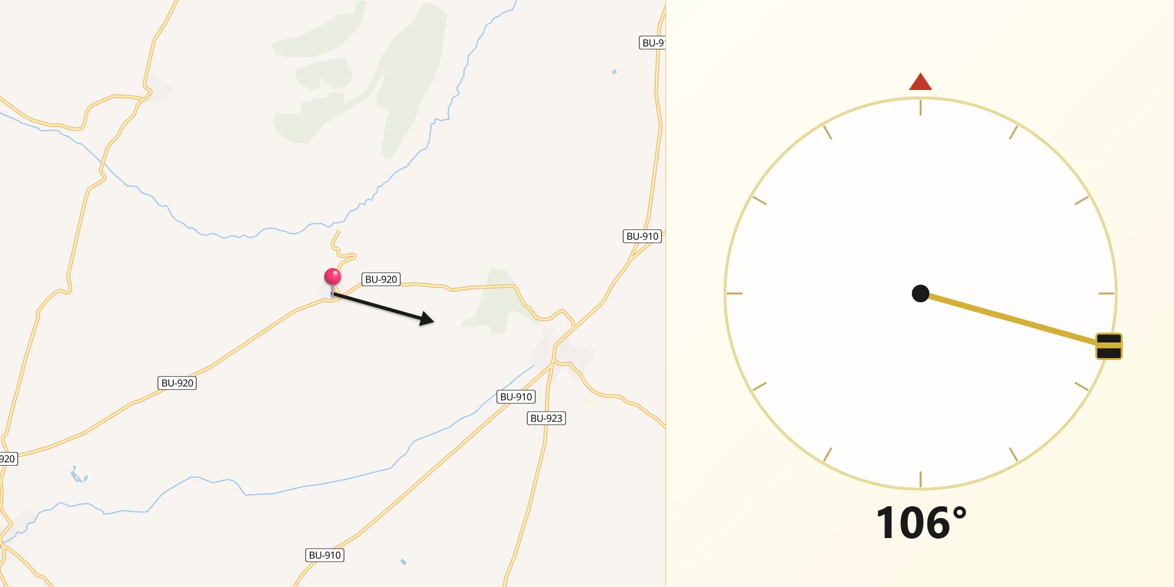 Dirección de la Qibla desde Valdeande
