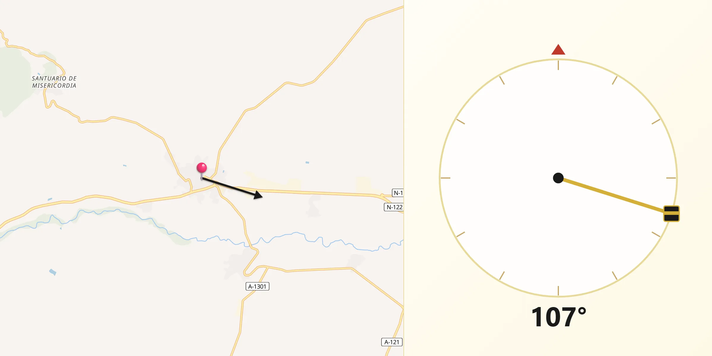 Dirección de la Qibla desde Borja