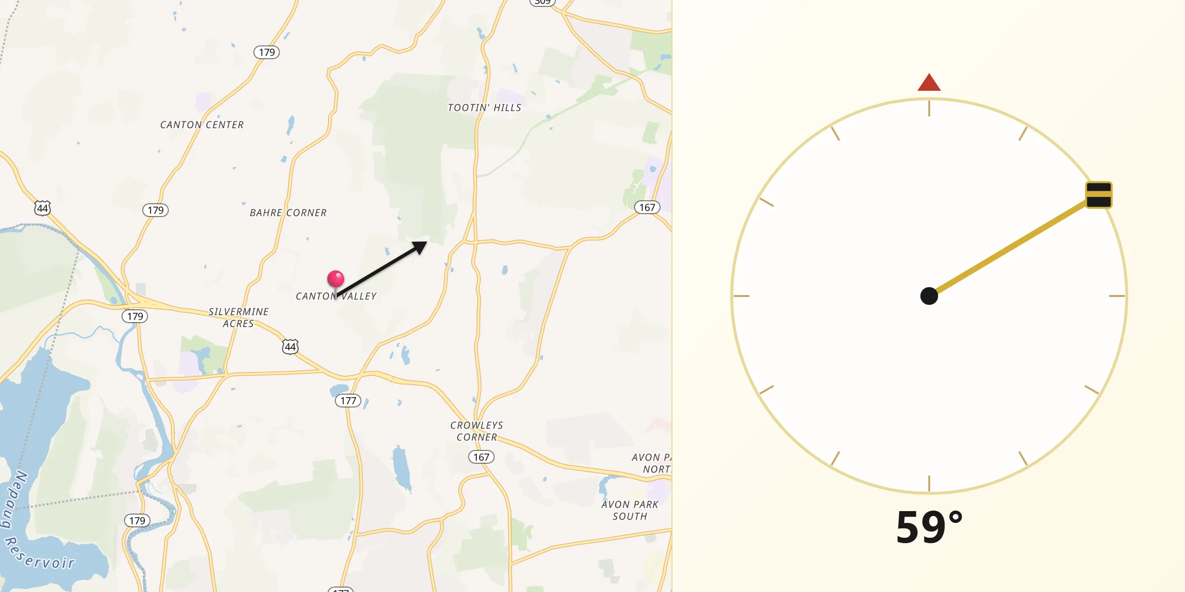 Qibla Direction from Canton Valley