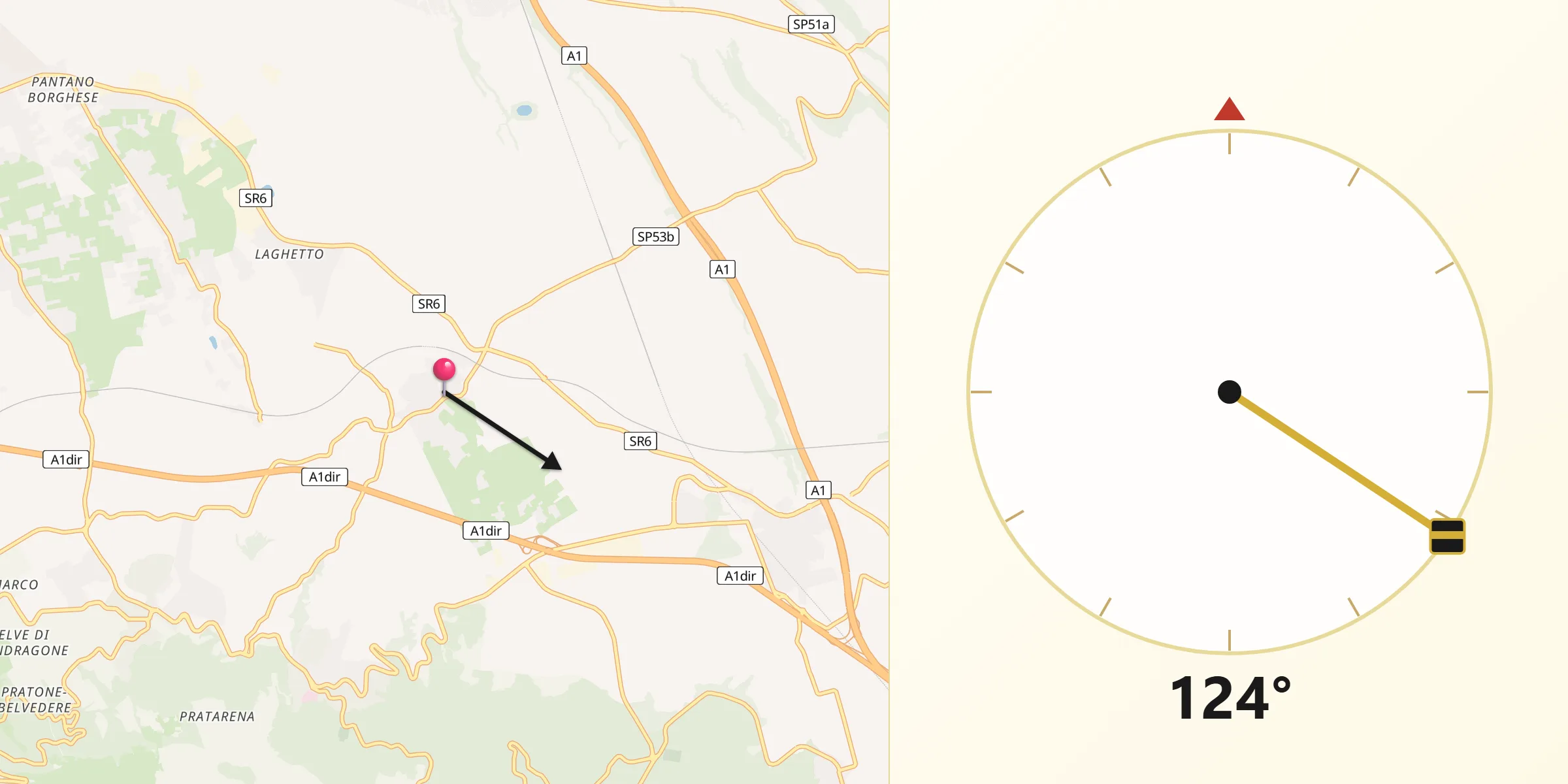 Direzione della Qibla da Colonna