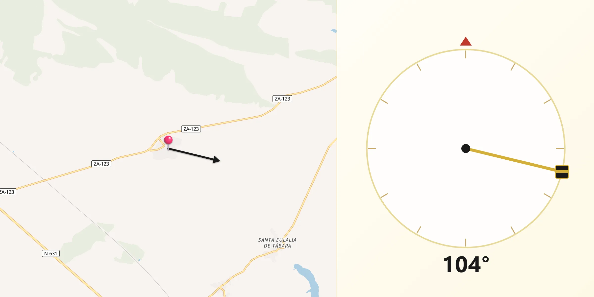 Dirección de la Qibla desde Faramontanos de Tábara