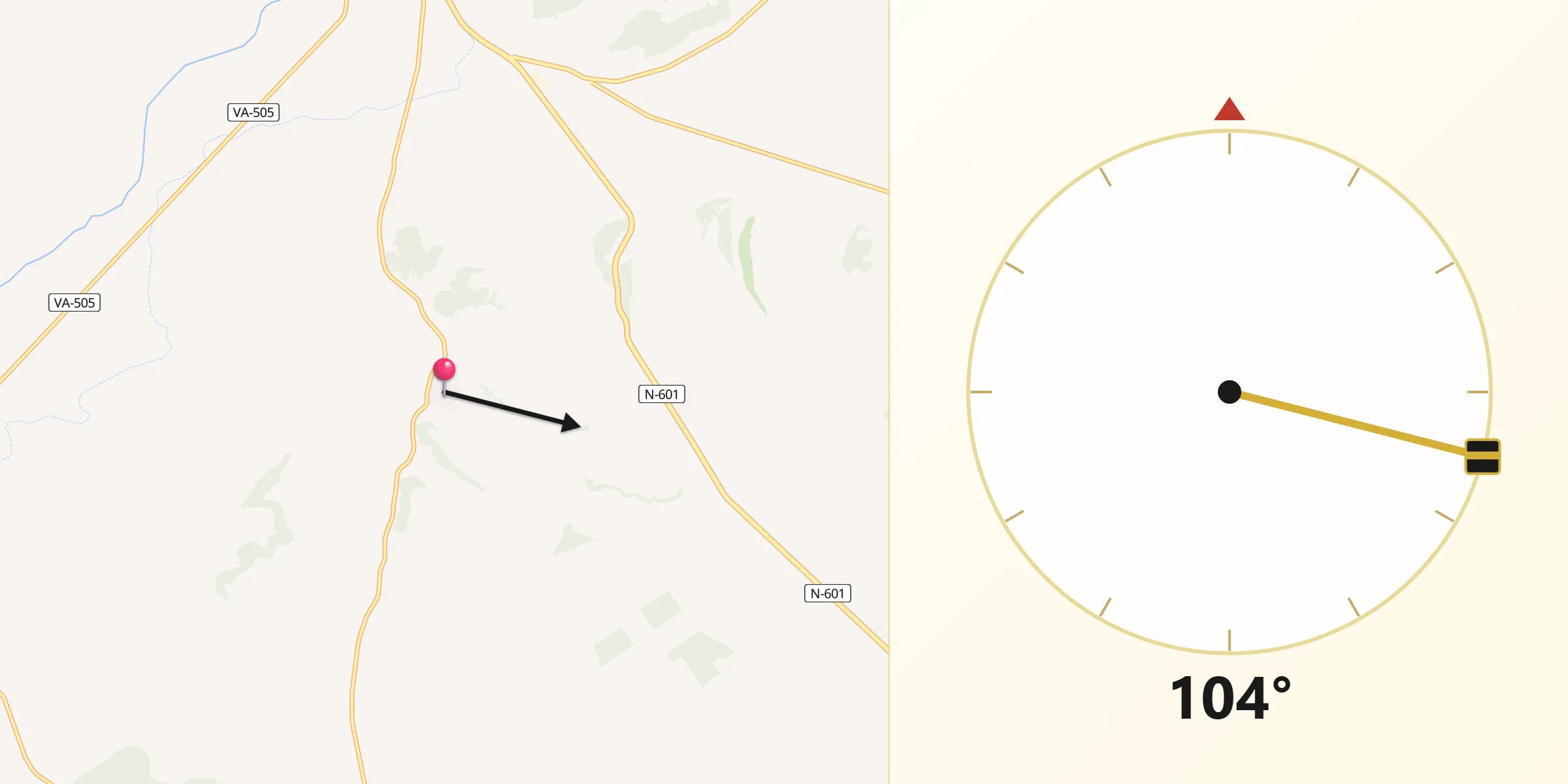 Dirección de la Qibla desde Valverde de Campos