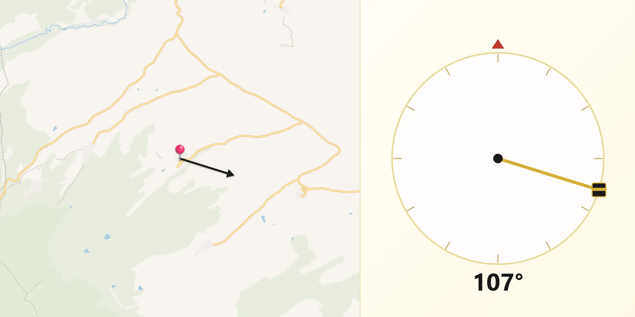 Dirección de la Qibla desde Lituénigo