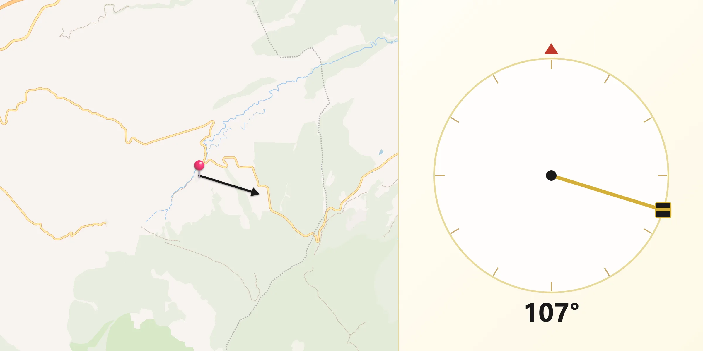 Dirección de la Qibla desde Vozmediano