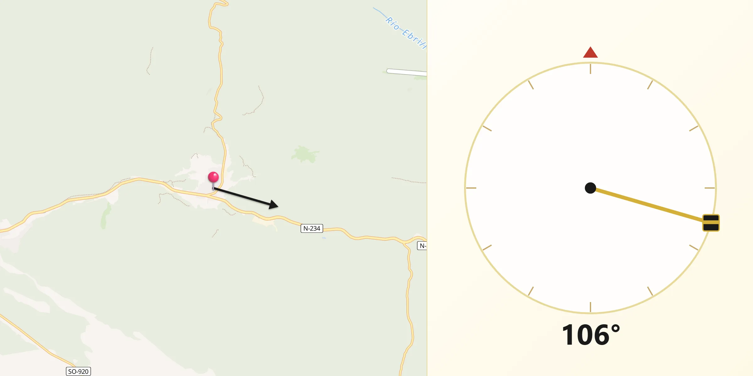 Dirección de la Qibla desde Navaleno