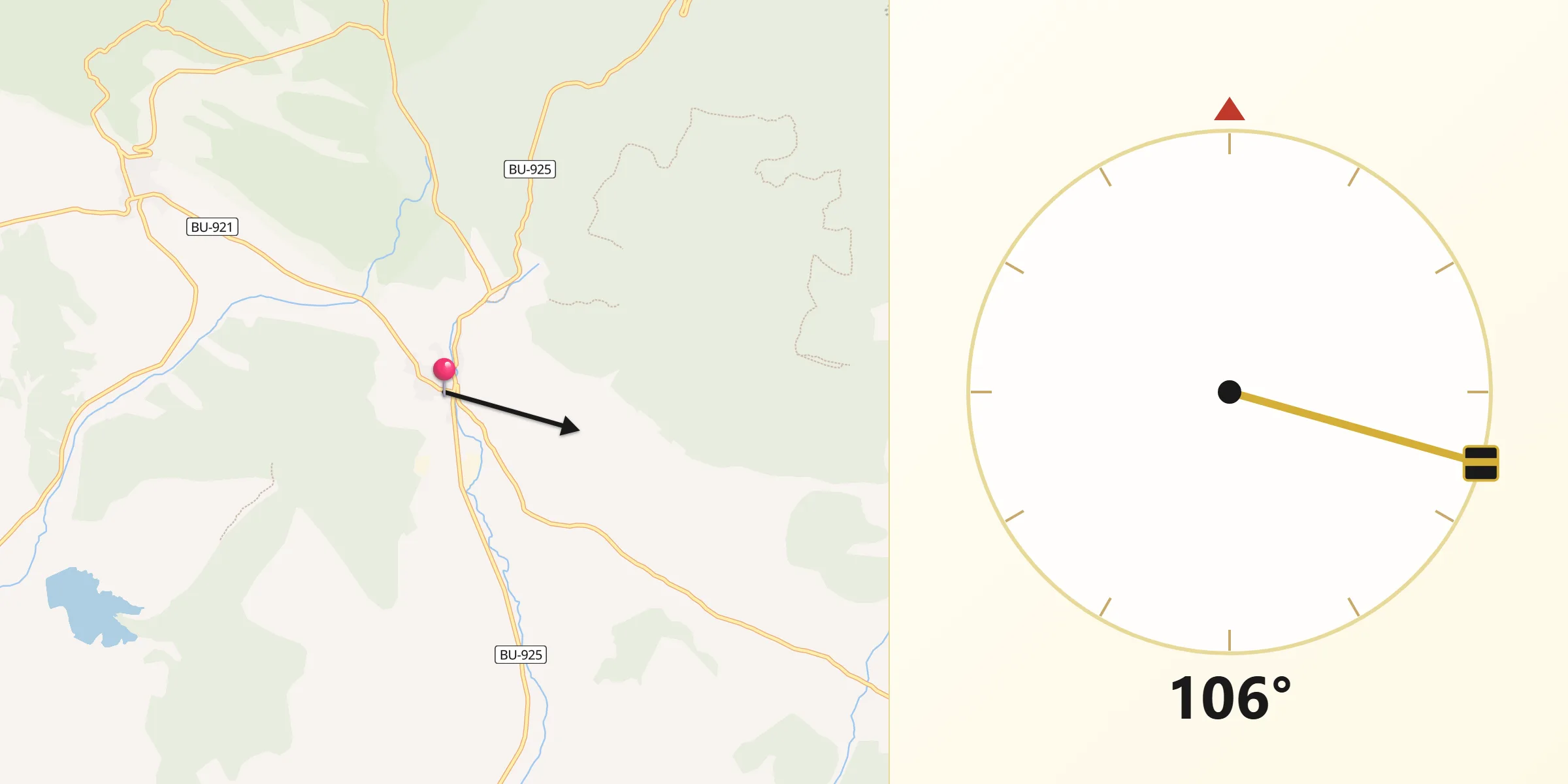 Dirección de la Qibla desde Huerta del Rey