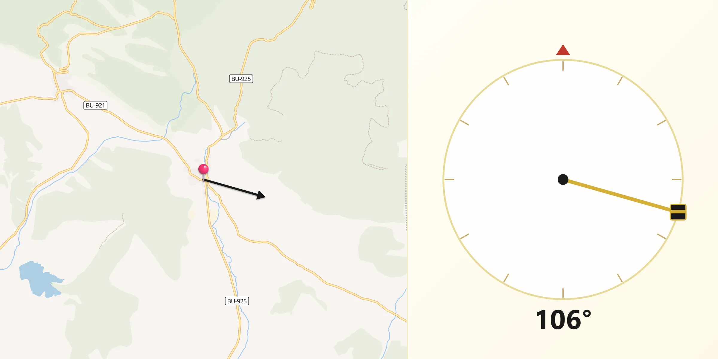 Dirección de la Qibla desde Huerta de Rey