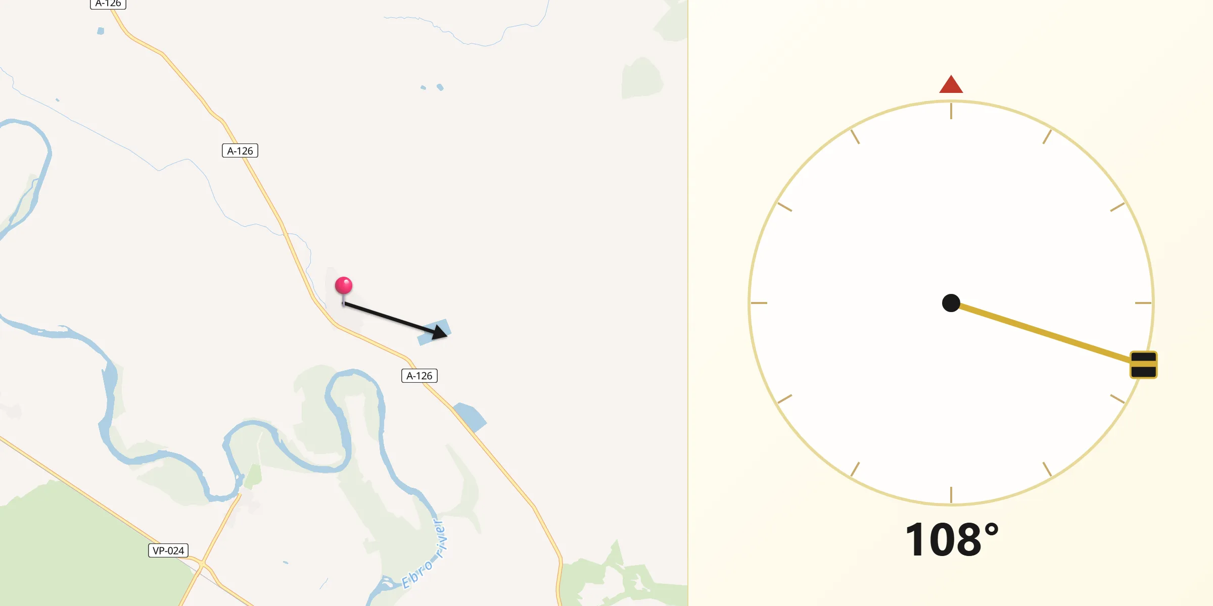 Dirección de la Qibla desde Remolinos