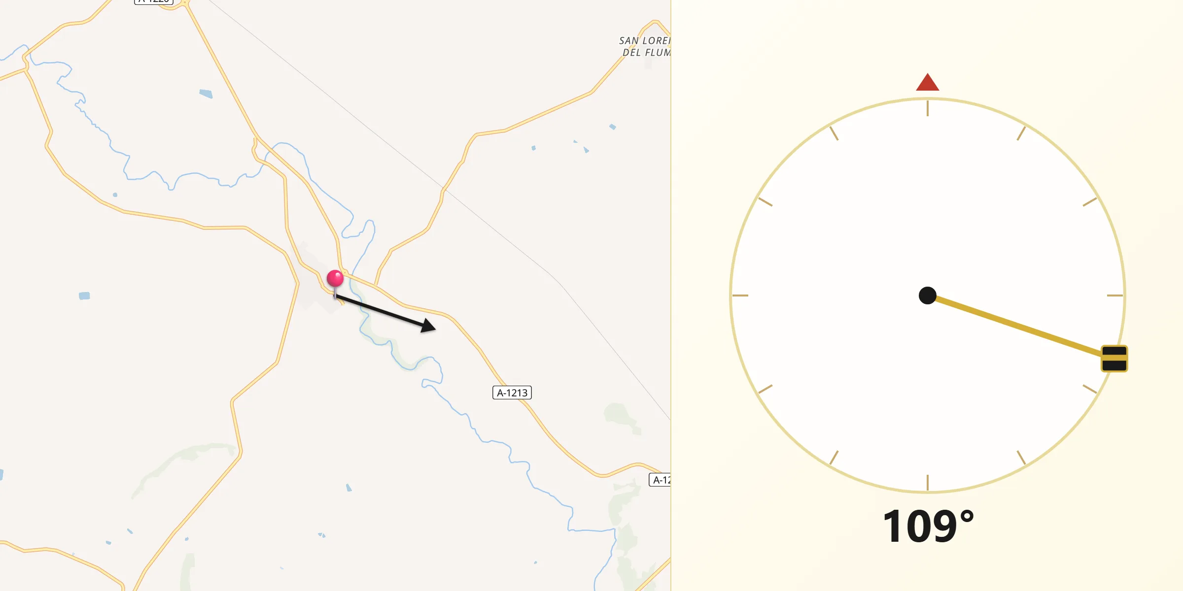 Dirección de la Qibla desde Lalueza