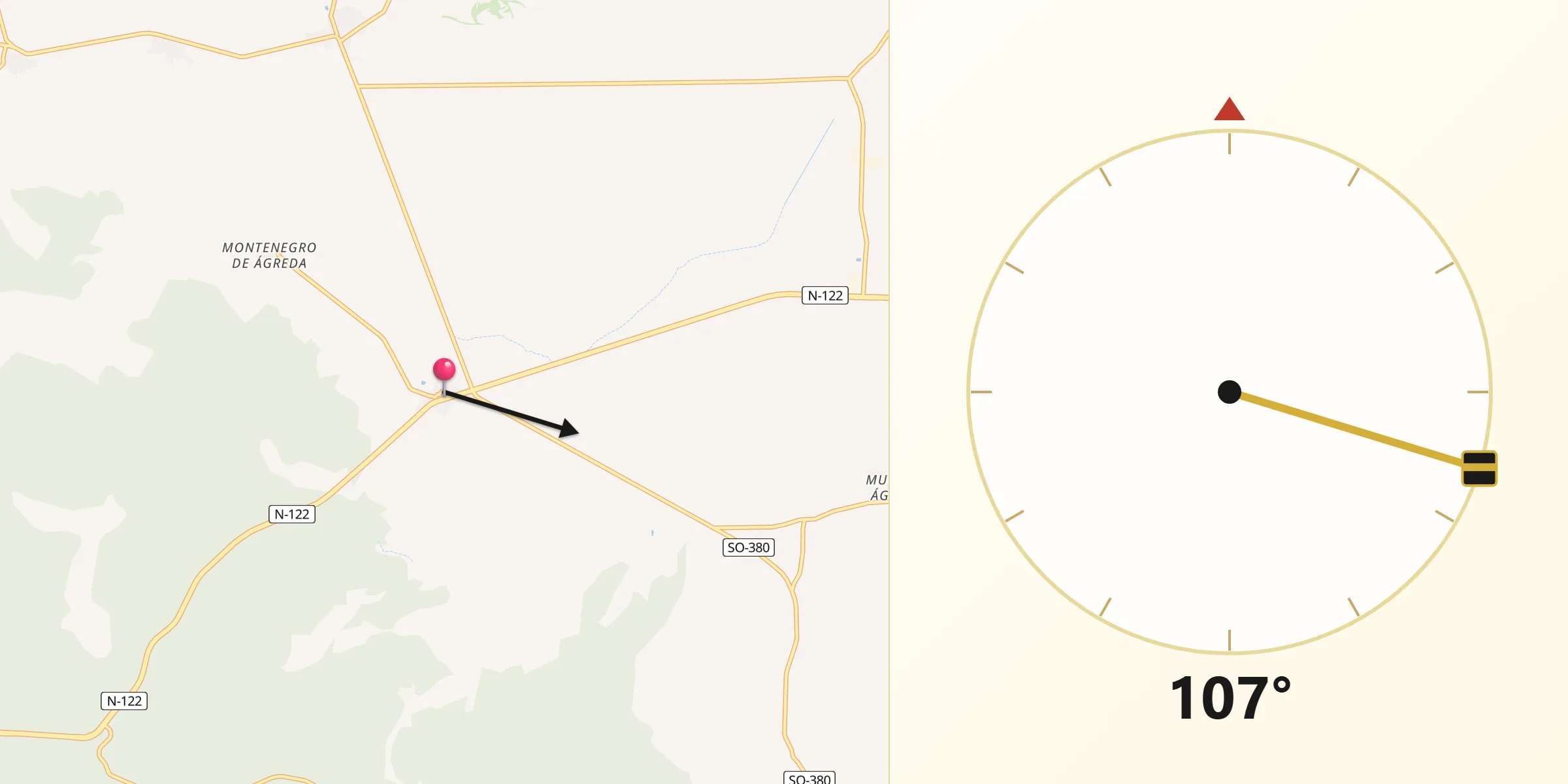 Dirección de la Qibla desde Matalebreras