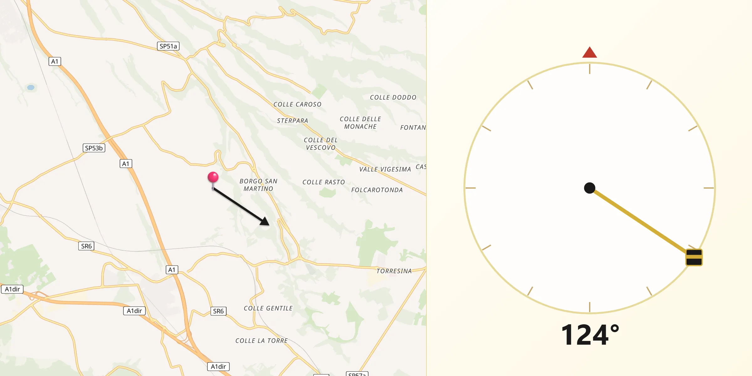 Direzione della Qibla da Zagarolo