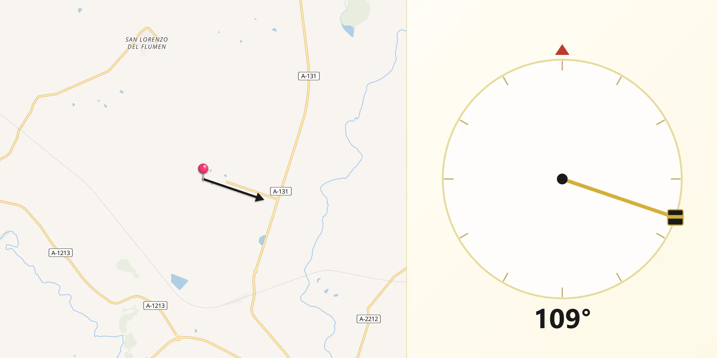 Dirección de la Qibla desde Capdesaso