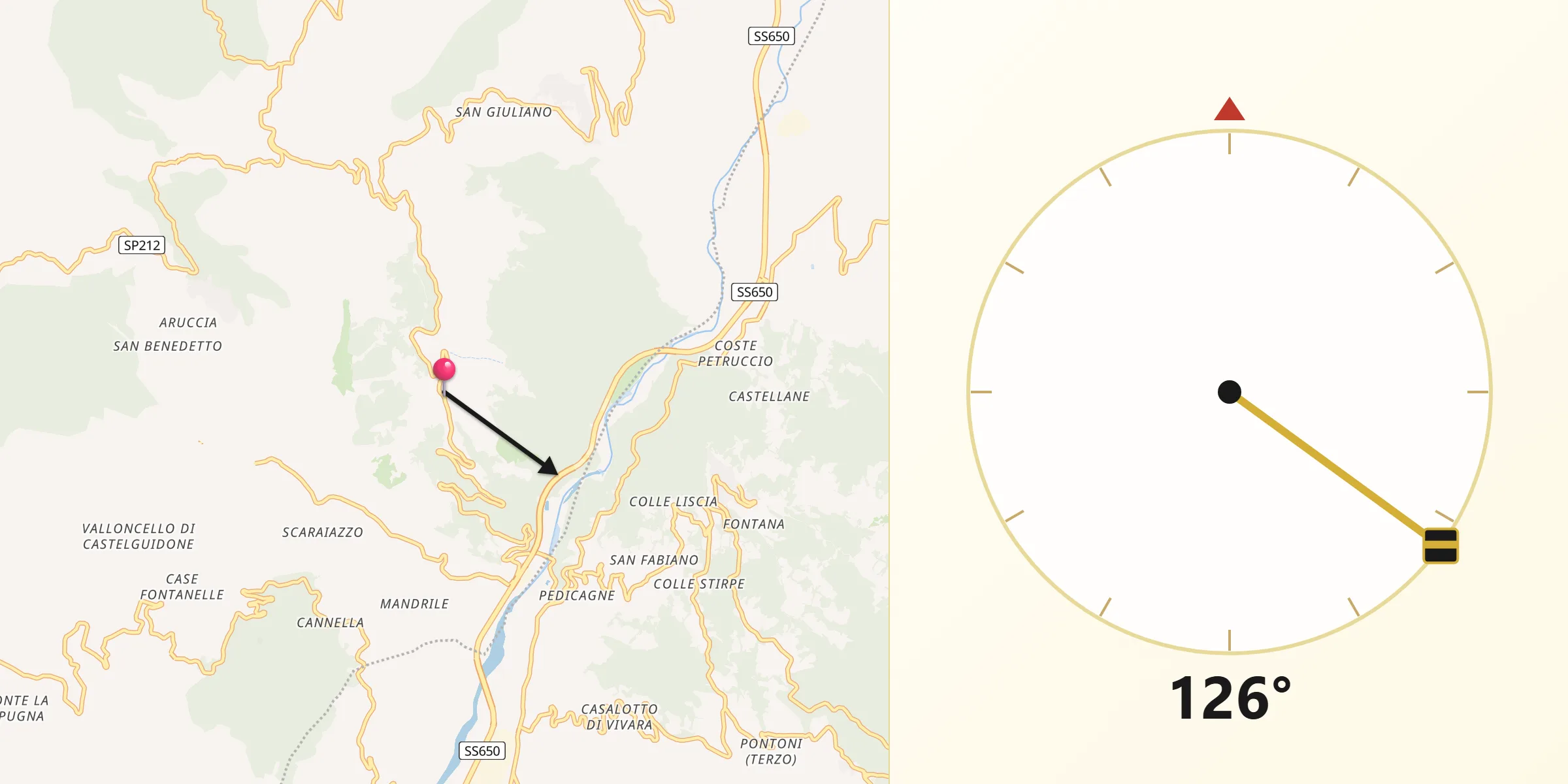 Direzione della Qibla da San Giovanni Lipioni