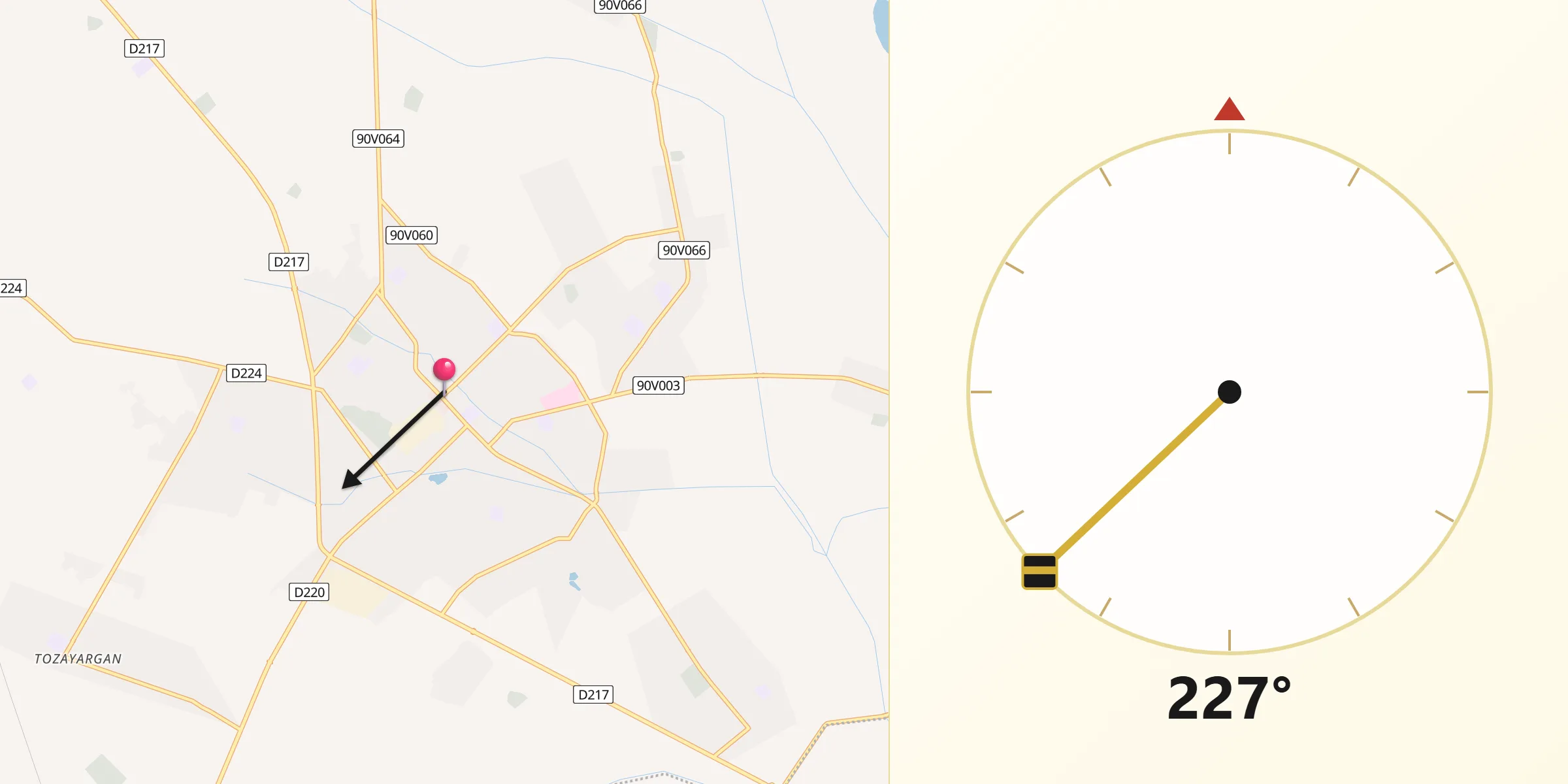Direction vers la Qibla depuis Gurlan