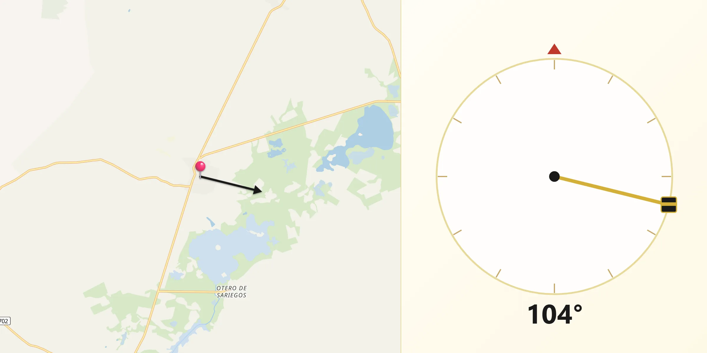Dirección de la Qibla desde Villafáfila