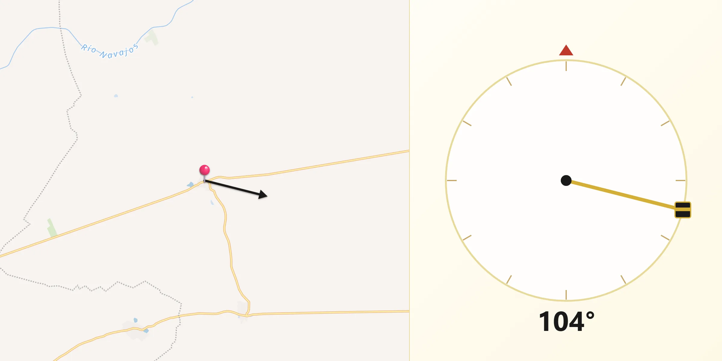 Dirección de la Qibla desde Cabreros del Monte