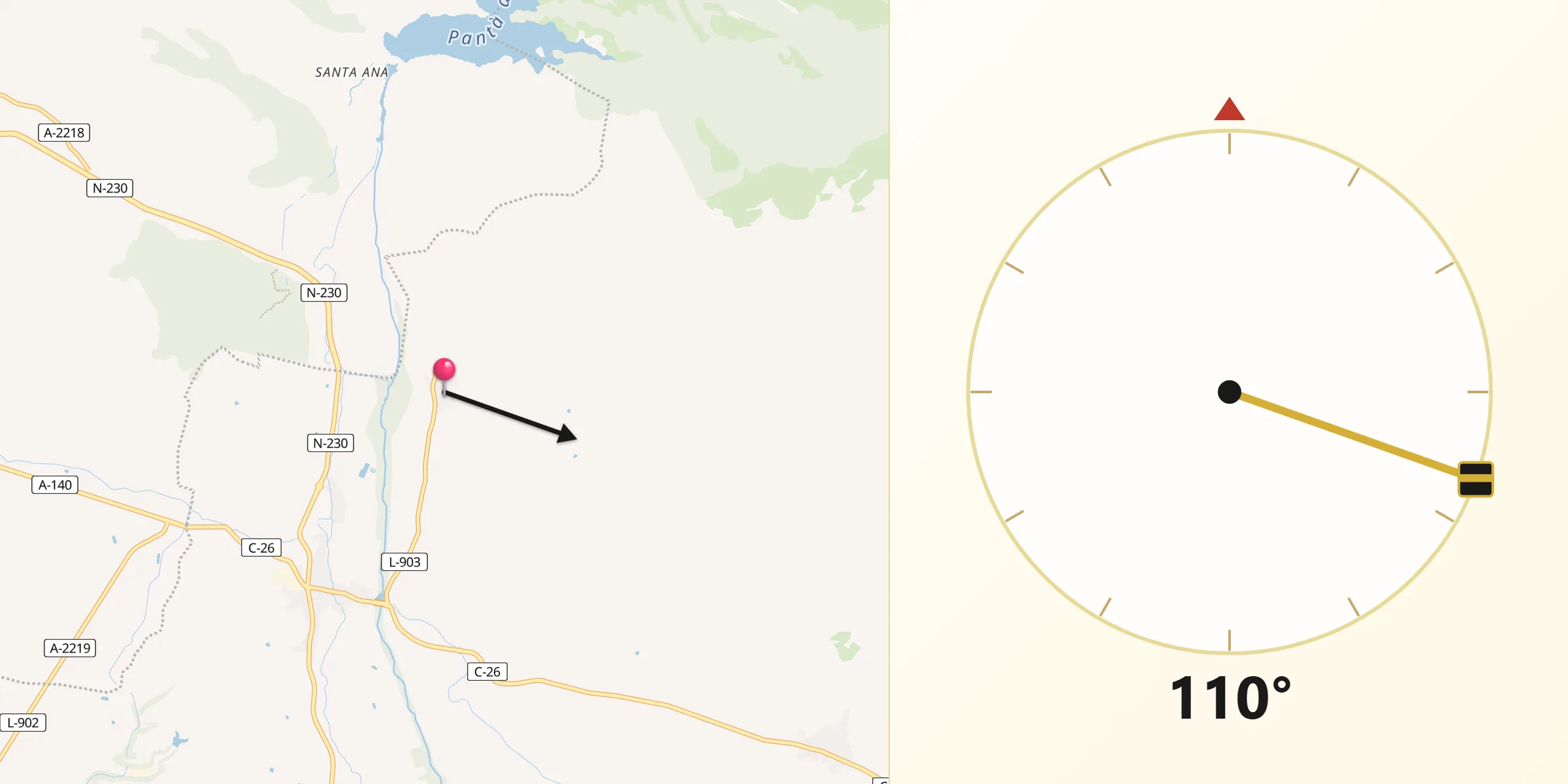 Dirección de la Qibla desde Ivars de Noguera