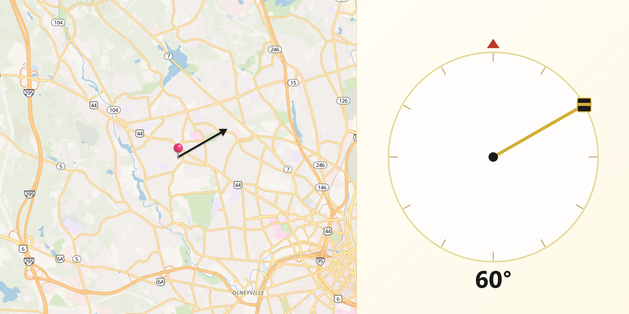Qibla Direction from North Providence